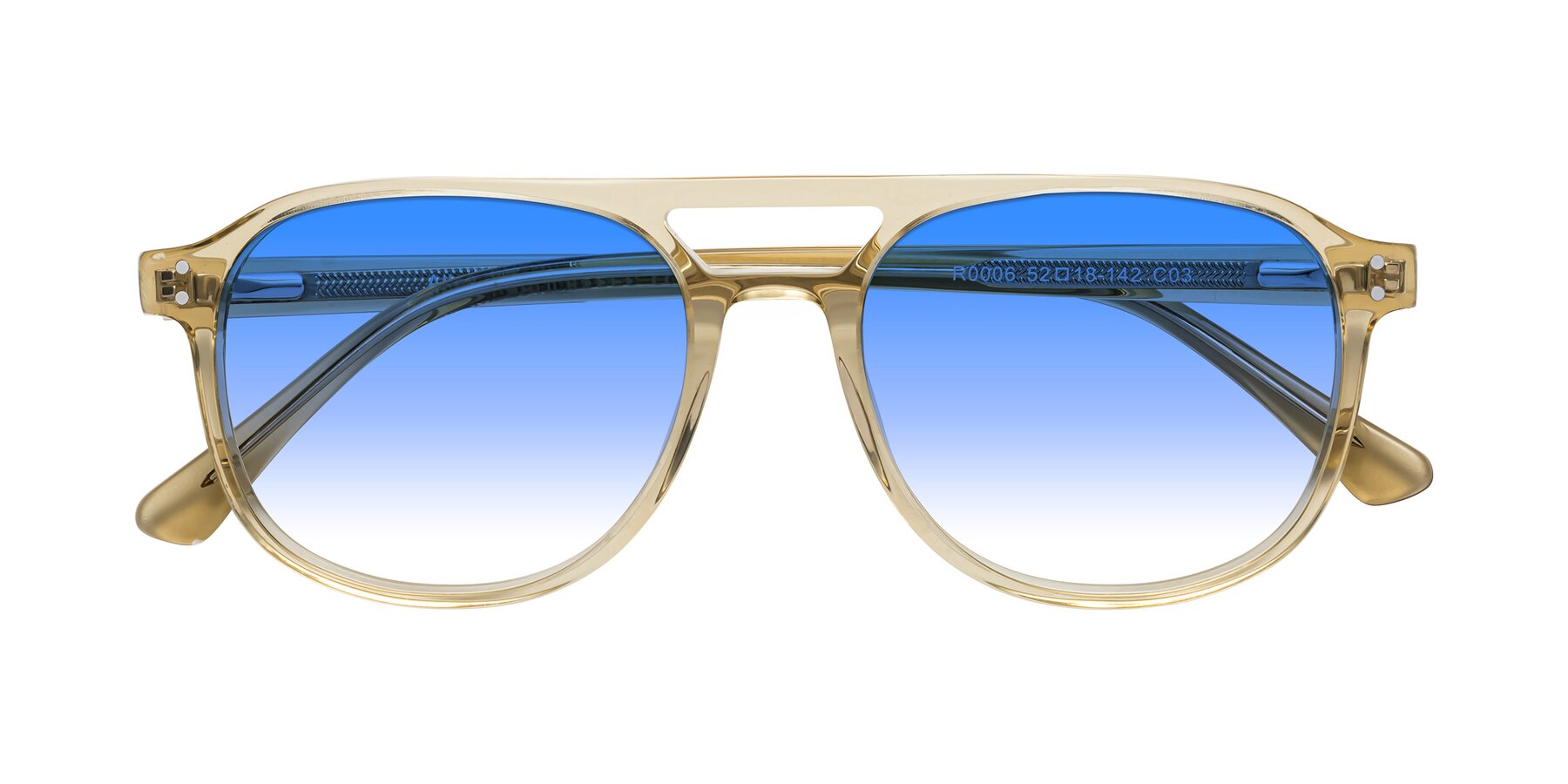 Folded Front of Alley in Champagne with Blue Gradient Lenses