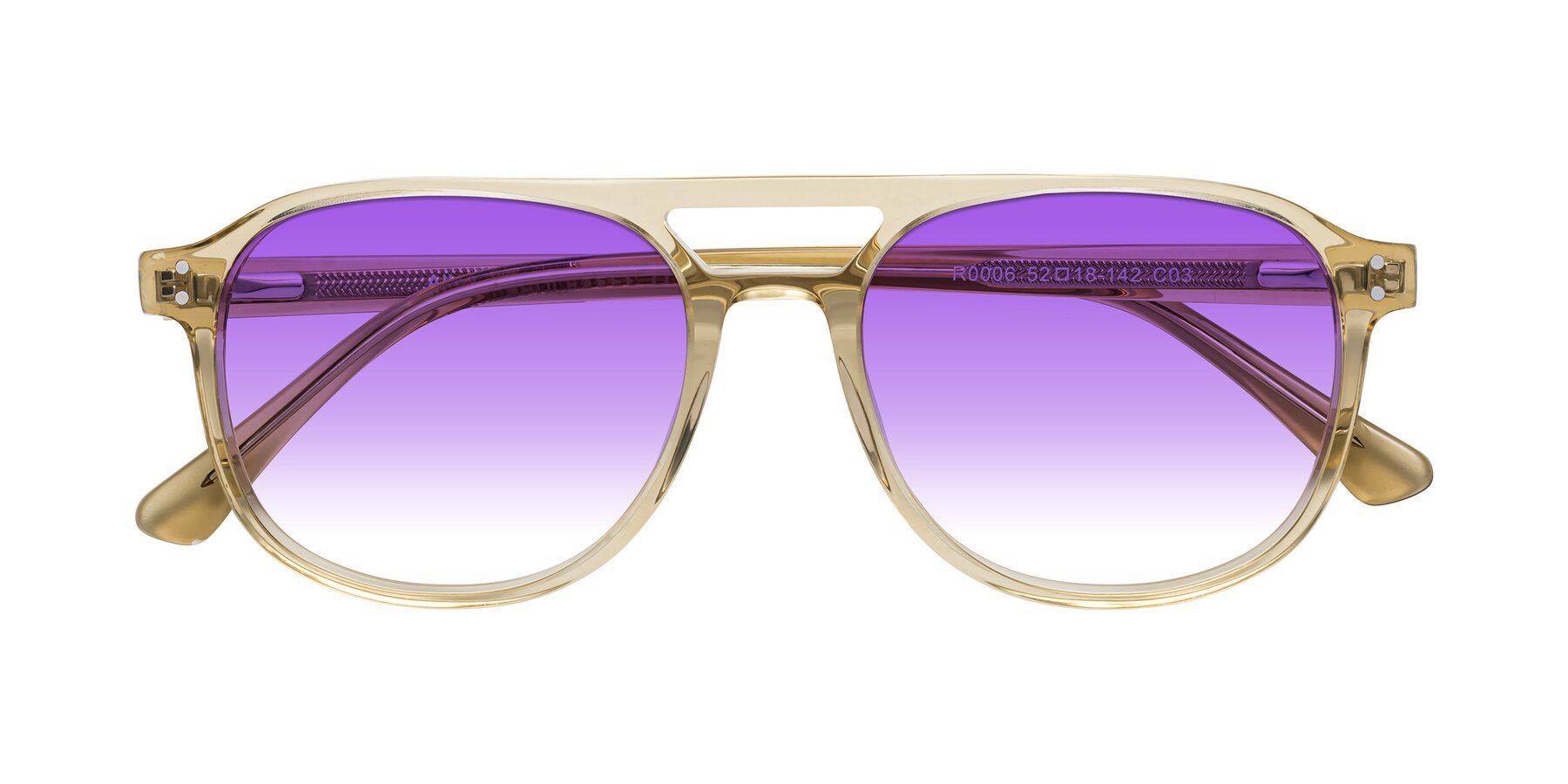 Folded Front of Alley in Champagne with Purple Gradient Lenses