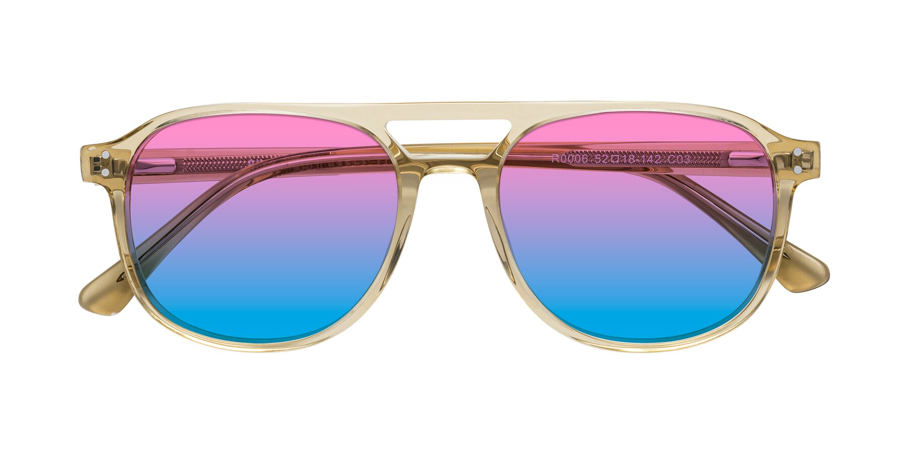 Folded Front of Alley in Champagne with Pink / Blue Gradient Lenses