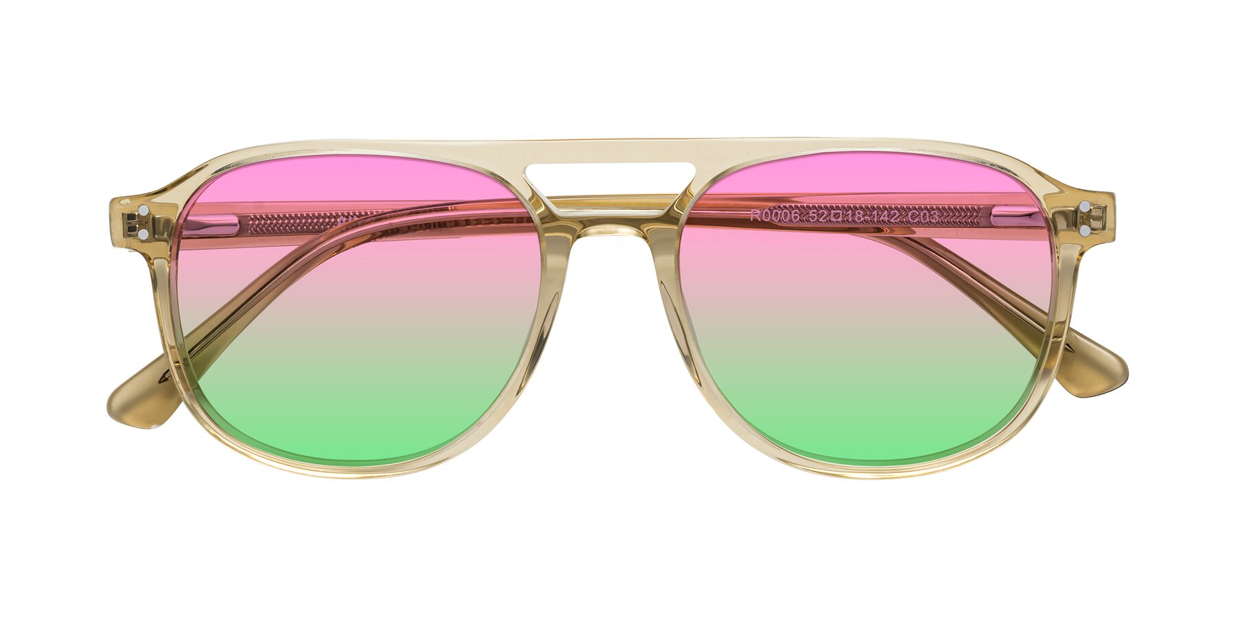 Folded Front of Alley in Champagne with Pink / Green Gradient Lenses