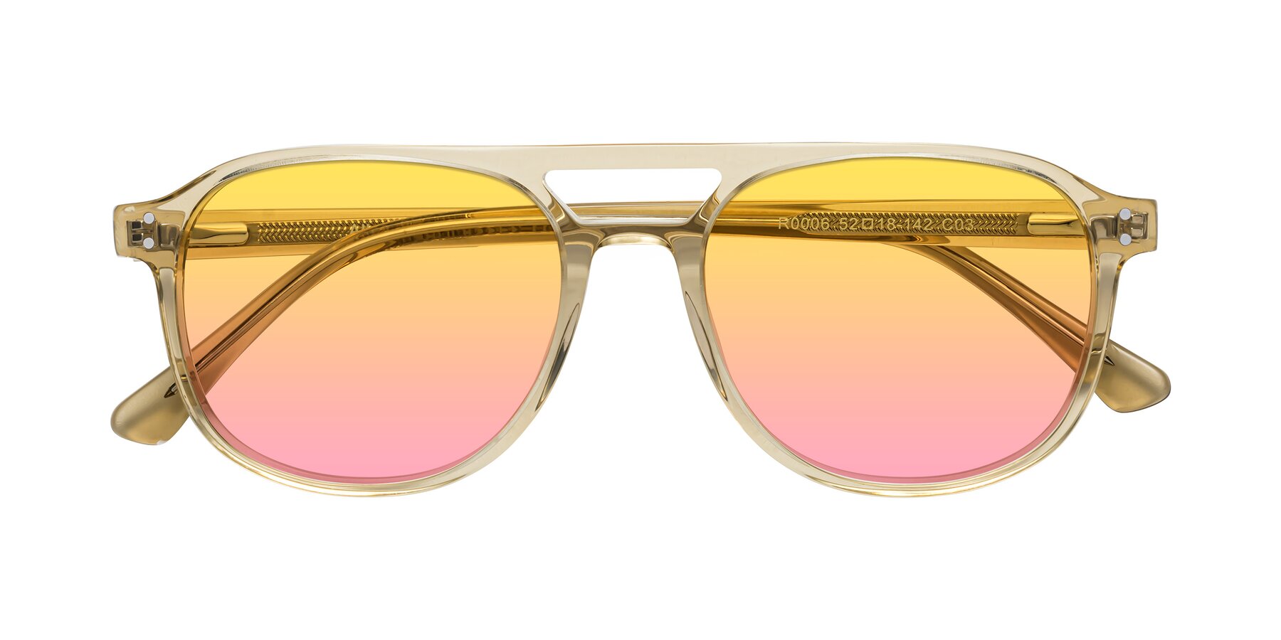 Folded Front of Alley in Champagne with Yellow / Pink Gradient Lenses