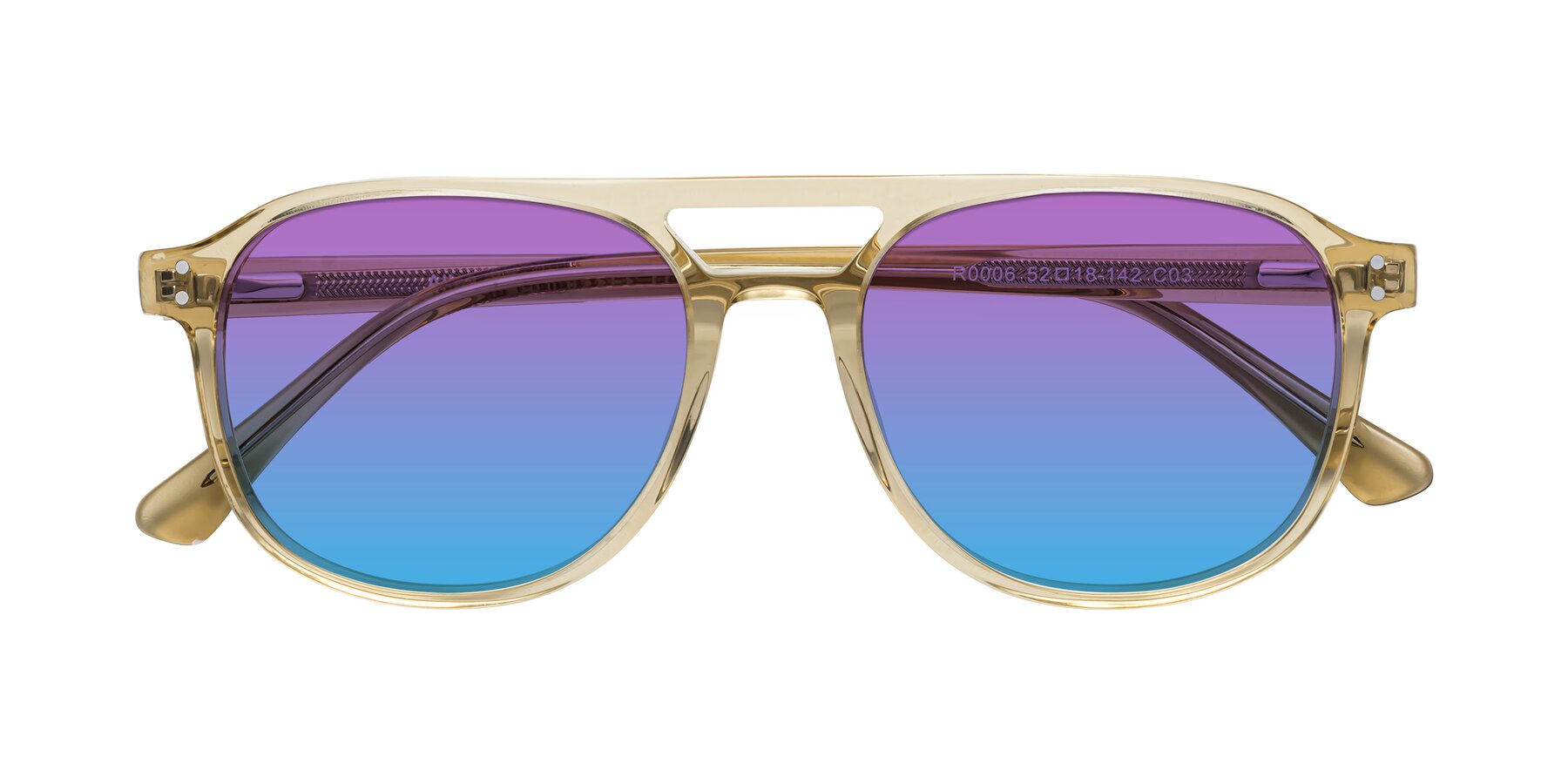 Folded Front of Alley in Champagne with Purple / Blue Gradient Lenses