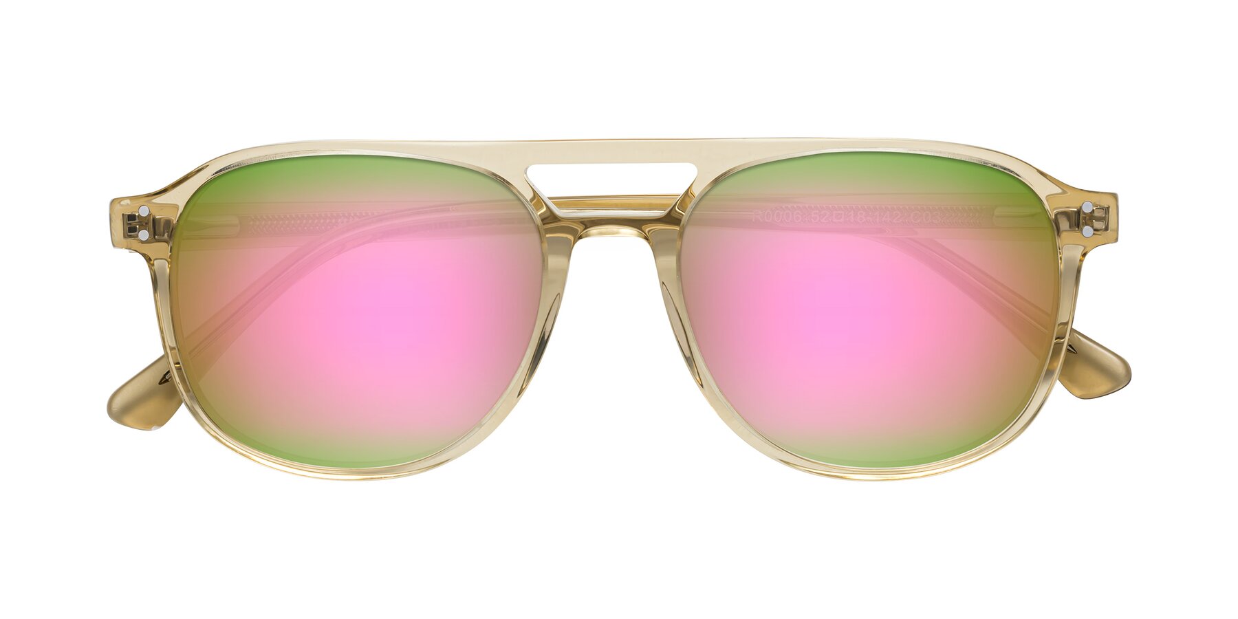 Folded Front of Alley in Champagne with Pink Mirrored Lenses