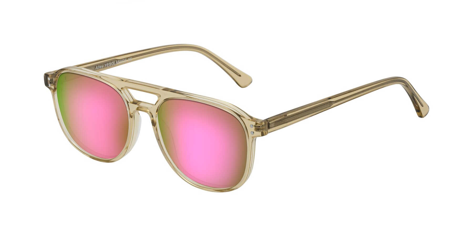 Angle of Alley in Champagne with Pink Mirrored Lenses