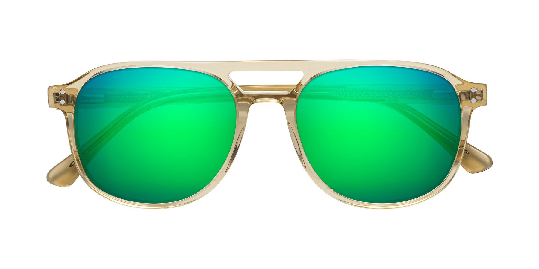 Folded Front of Alley in Champagne with Green Mirrored Lenses