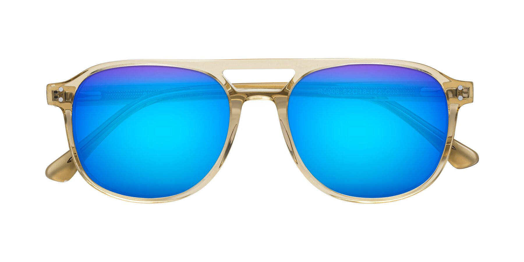 Folded Front of Alley in Champagne with Blue Mirrored Lenses