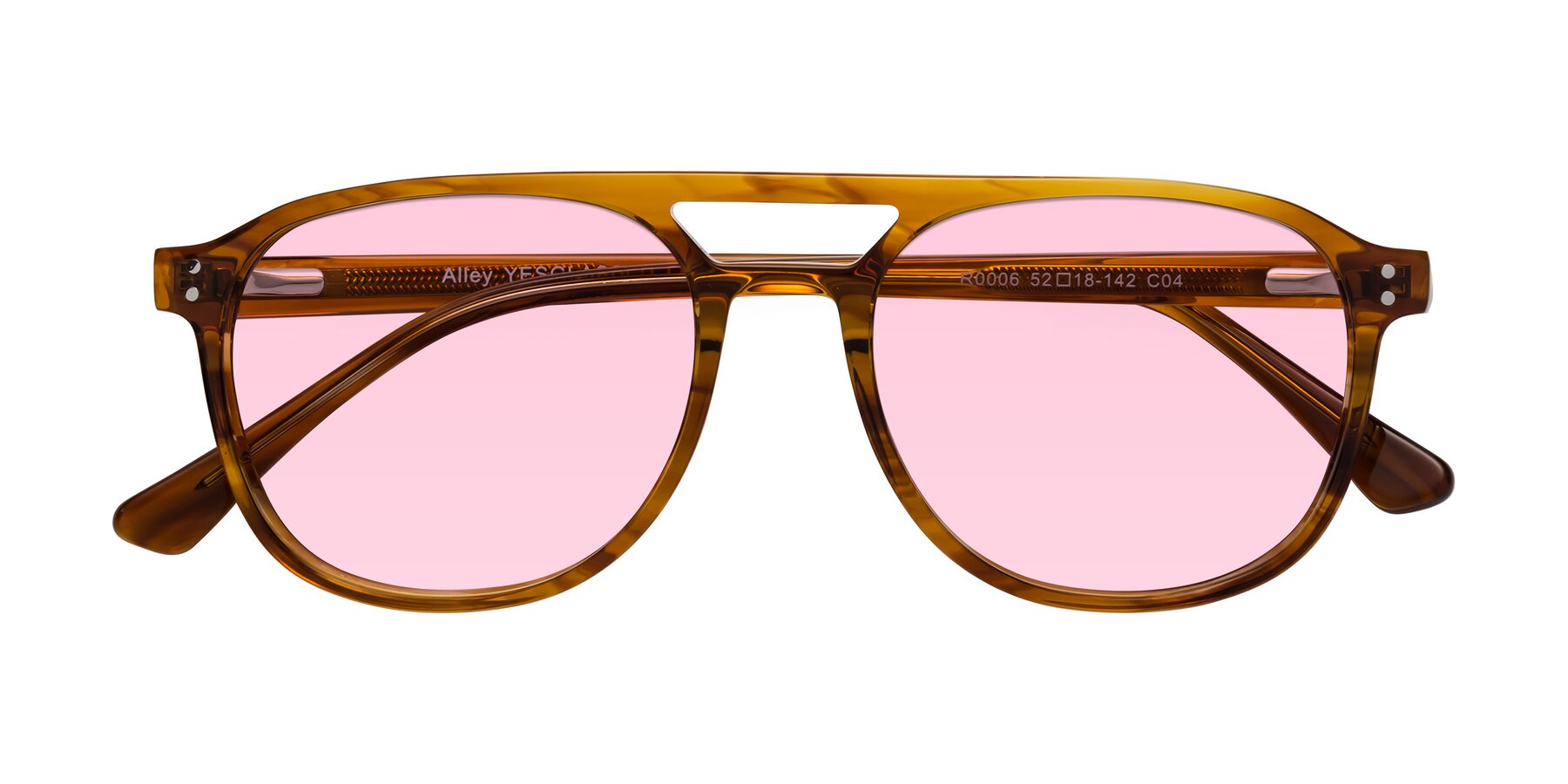 Folded Front of Alley in Amber striped with Light Pink Tinted Lenses