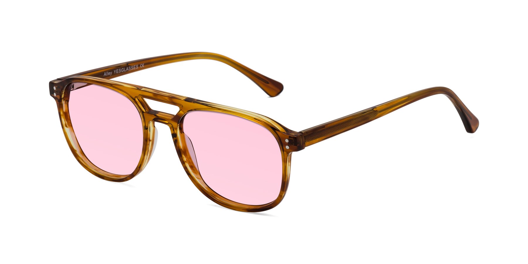 Angle of Alley in Amber striped with Light Pink Tinted Lenses