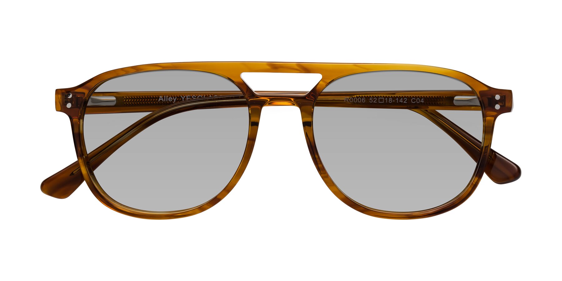 Folded Front of Alley in Amber striped with Light Gray Tinted Lenses