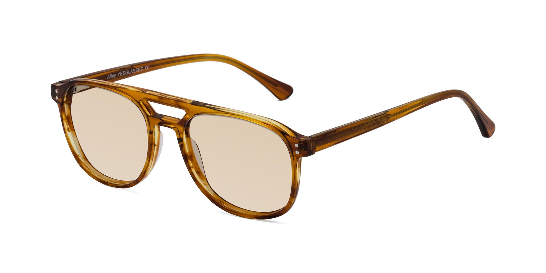 Angle of Alley in Amber striped with Light Brown Tinted Lenses