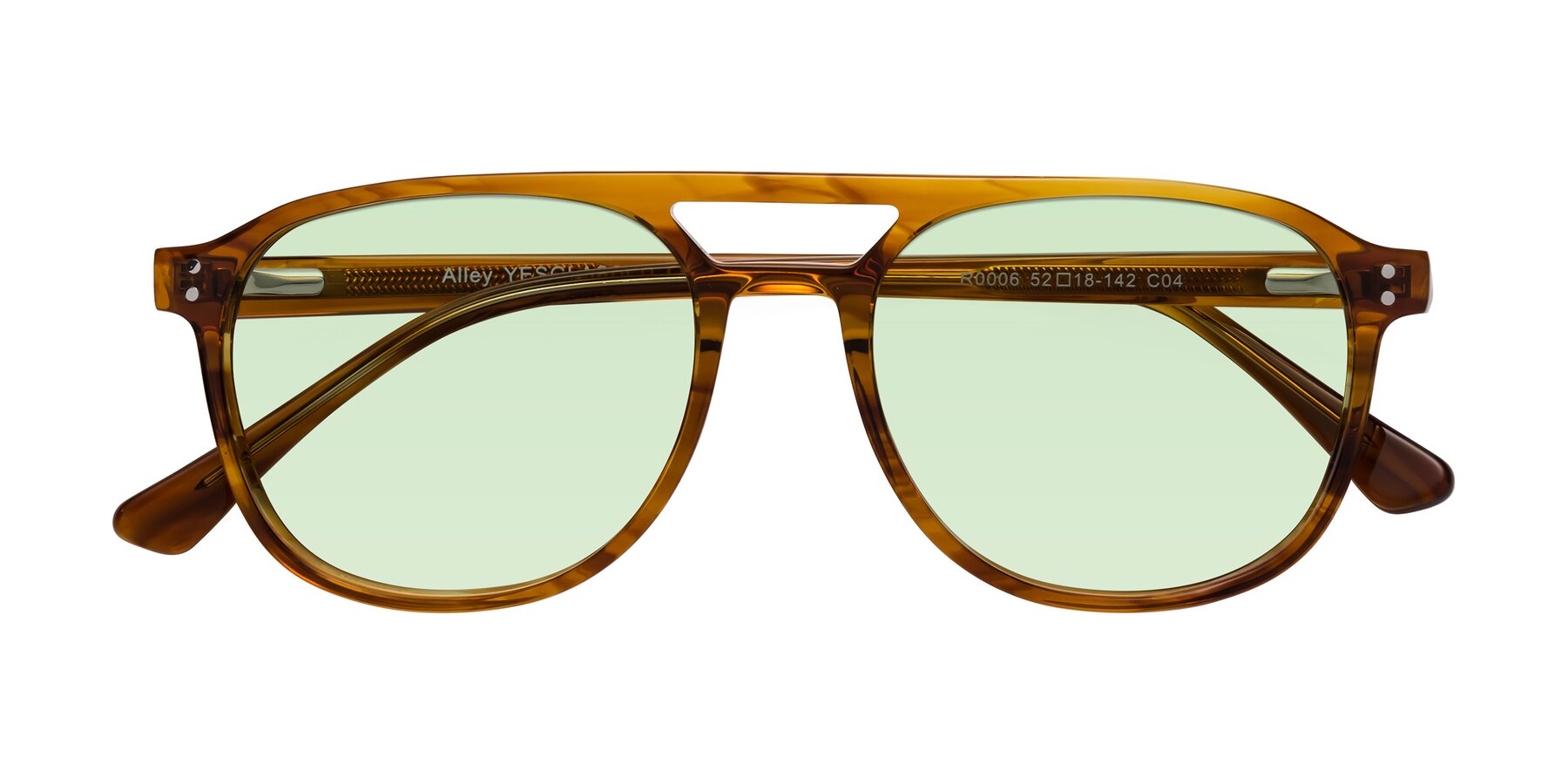 Folded Front of Alley in Amber striped with Light Green Tinted Lenses