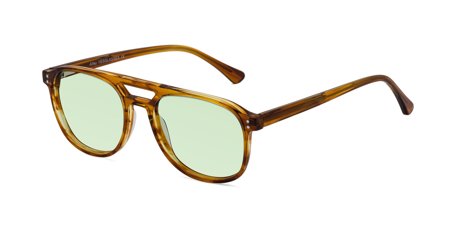 Angle of Alley in Amber striped with Light Green Tinted Lenses