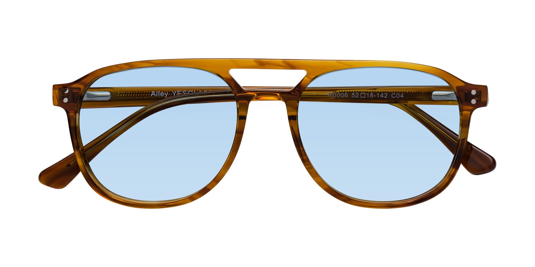 Folded Front of Alley in Amber striped with Light Blue Tinted Lenses