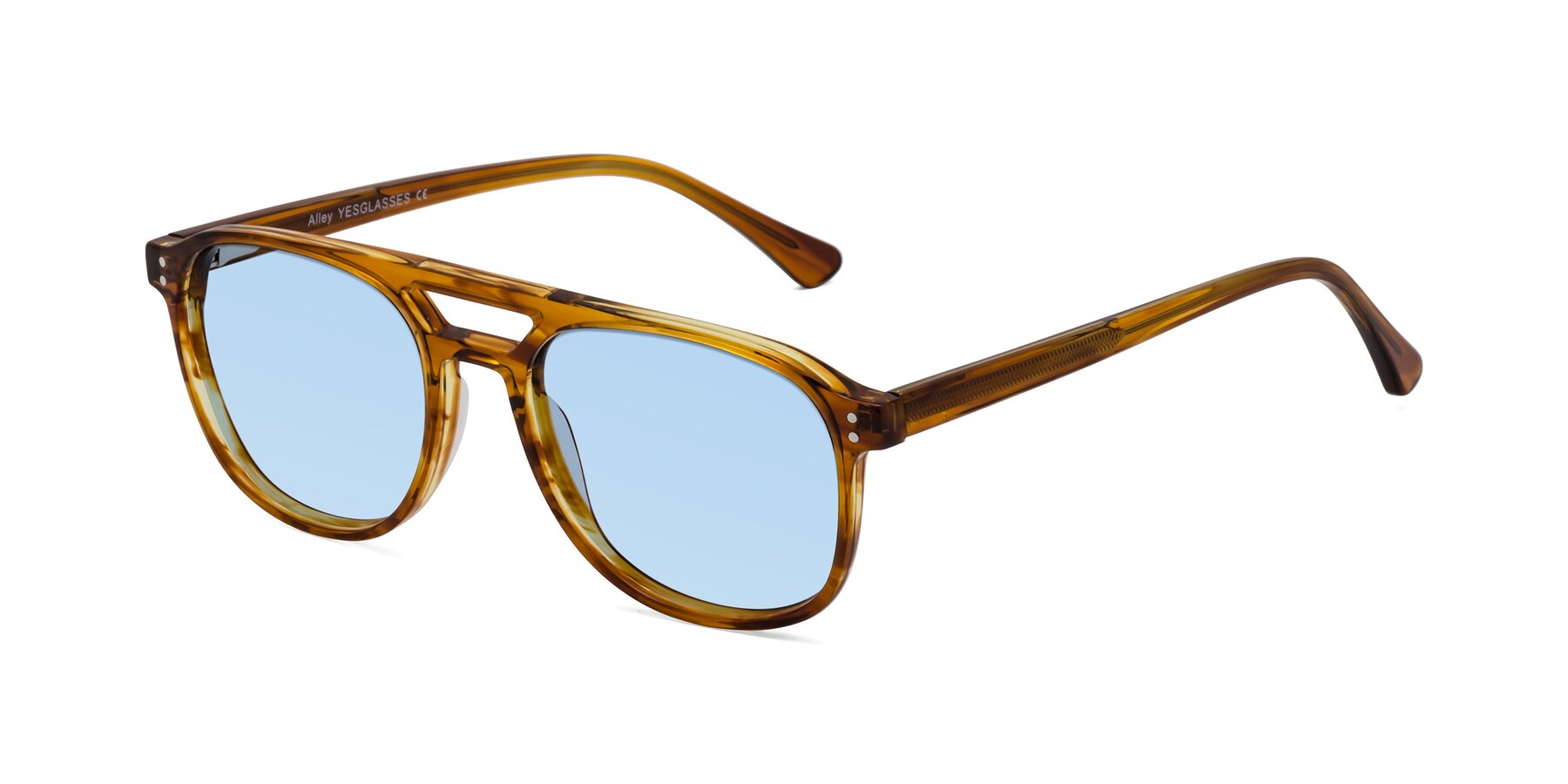 Angle of Alley in Amber striped with Light Blue Tinted Lenses