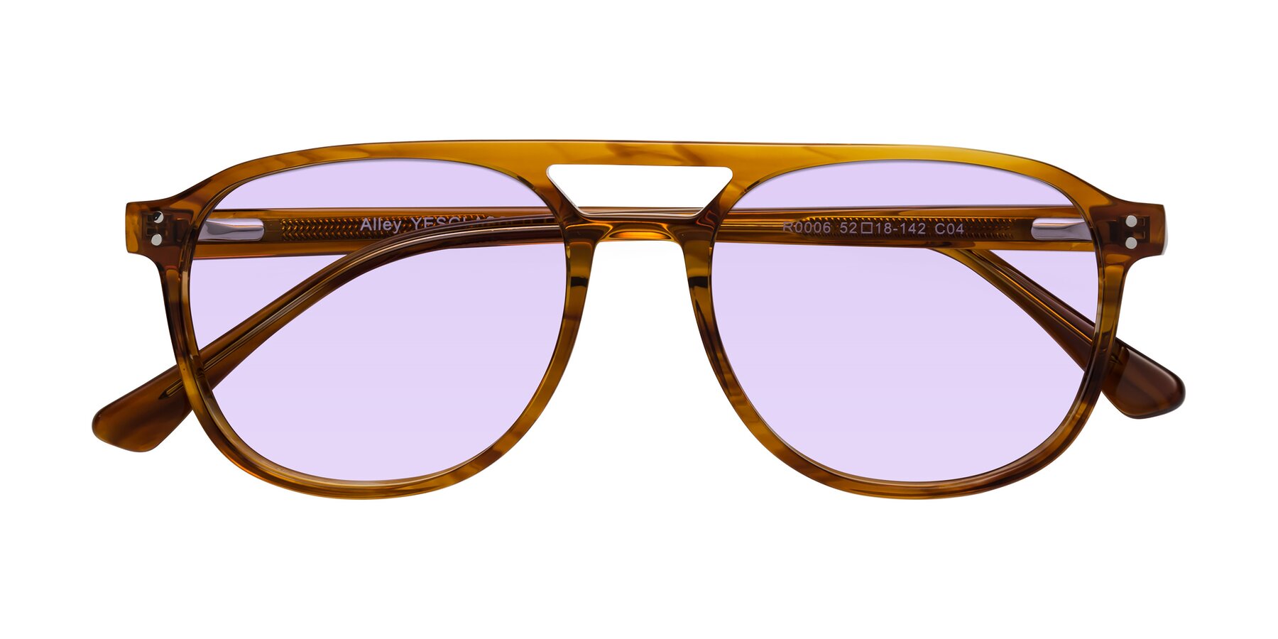 Folded Front of Alley in Amber striped with Light Purple Tinted Lenses