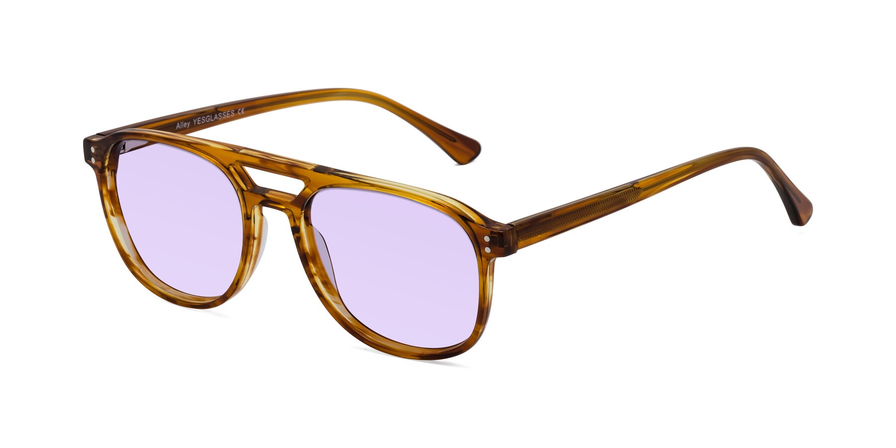 Angle of Alley in Amber striped with Light Purple Tinted Lenses