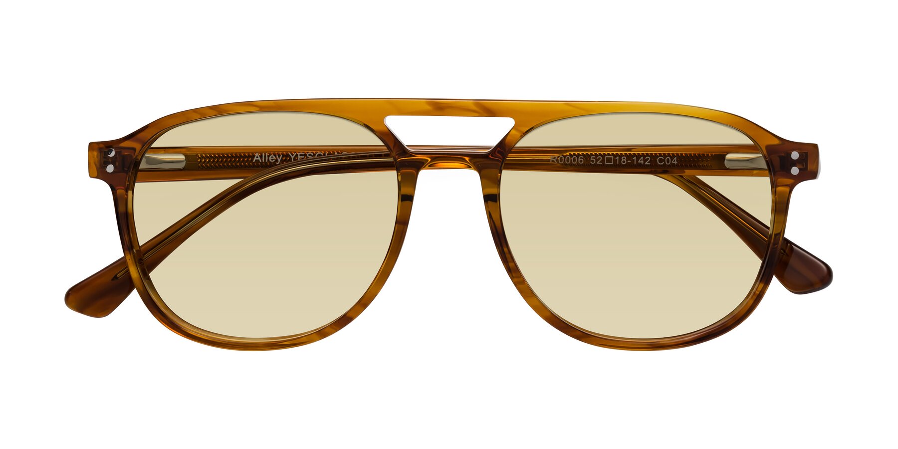 Folded Front of Alley in Amber striped with Light Champagne Tinted Lenses