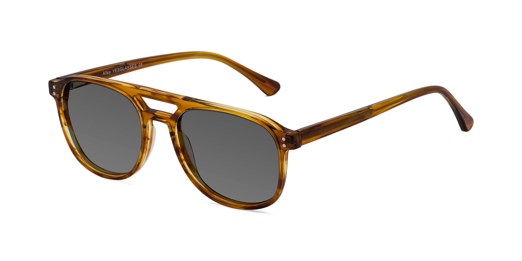 Angle of Alley in Amber striped with Medium Gray Tinted Lenses