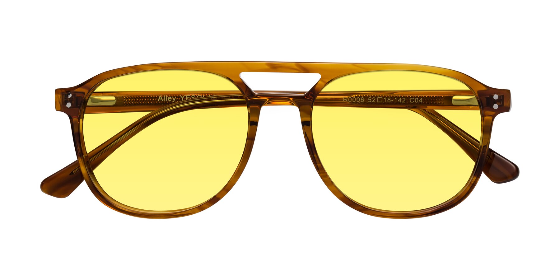 Folded Front of Alley in Amber striped with Medium Yellow Tinted Lenses