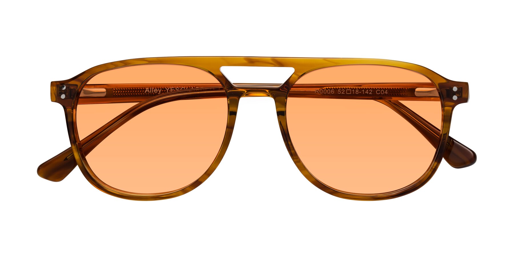 Folded Front of Alley in Amber striped with Medium Orange Tinted Lenses