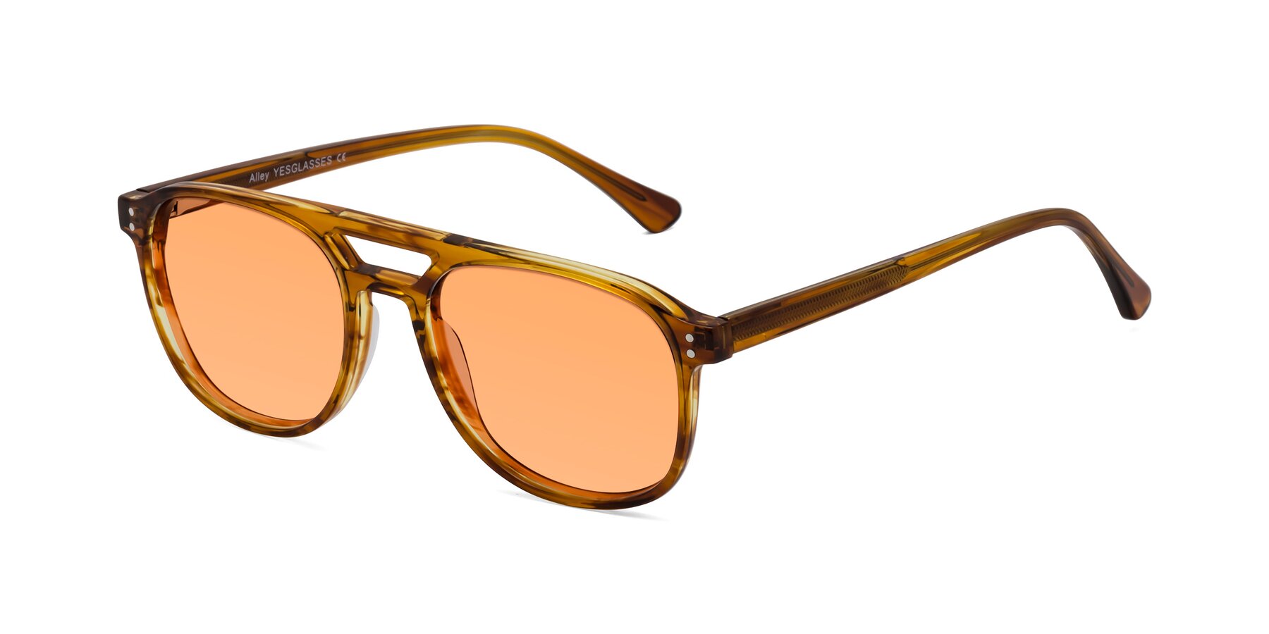 Angle of Alley in Amber striped with Medium Orange Tinted Lenses