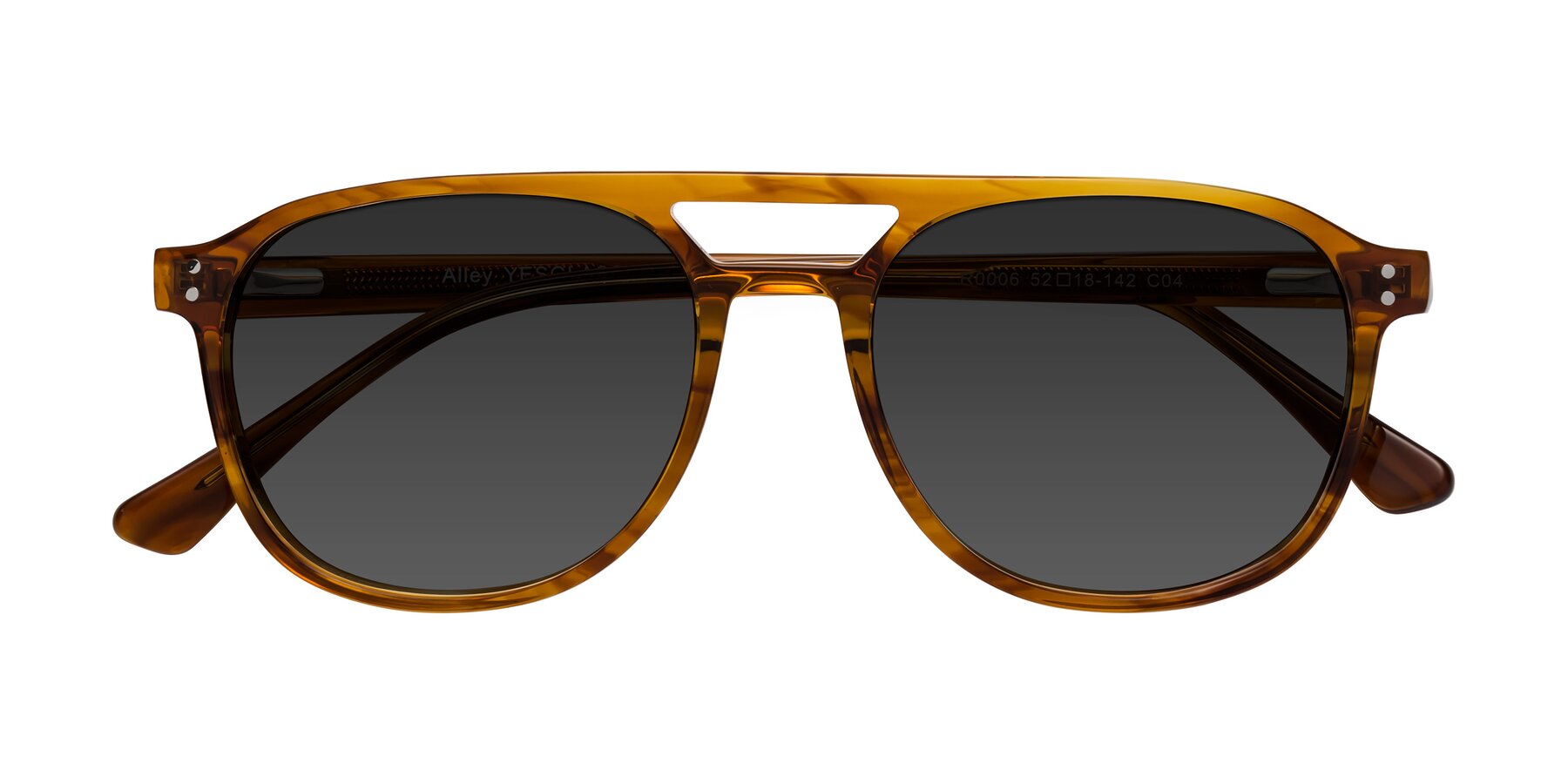 Folded Front of Alley in Amber striped with Gray Tinted Lenses