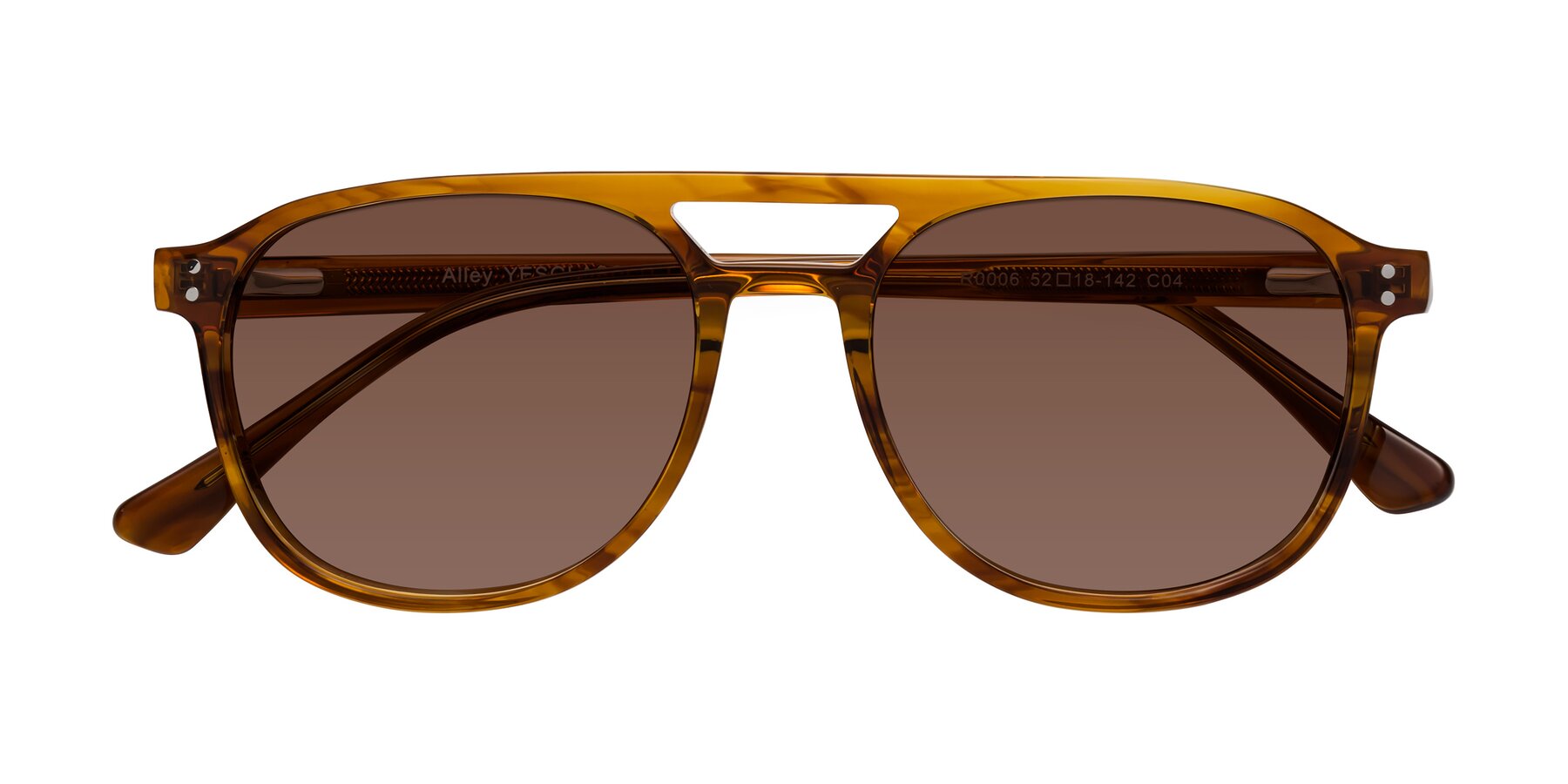 Folded Front of Alley in Amber striped with Brown Tinted Lenses