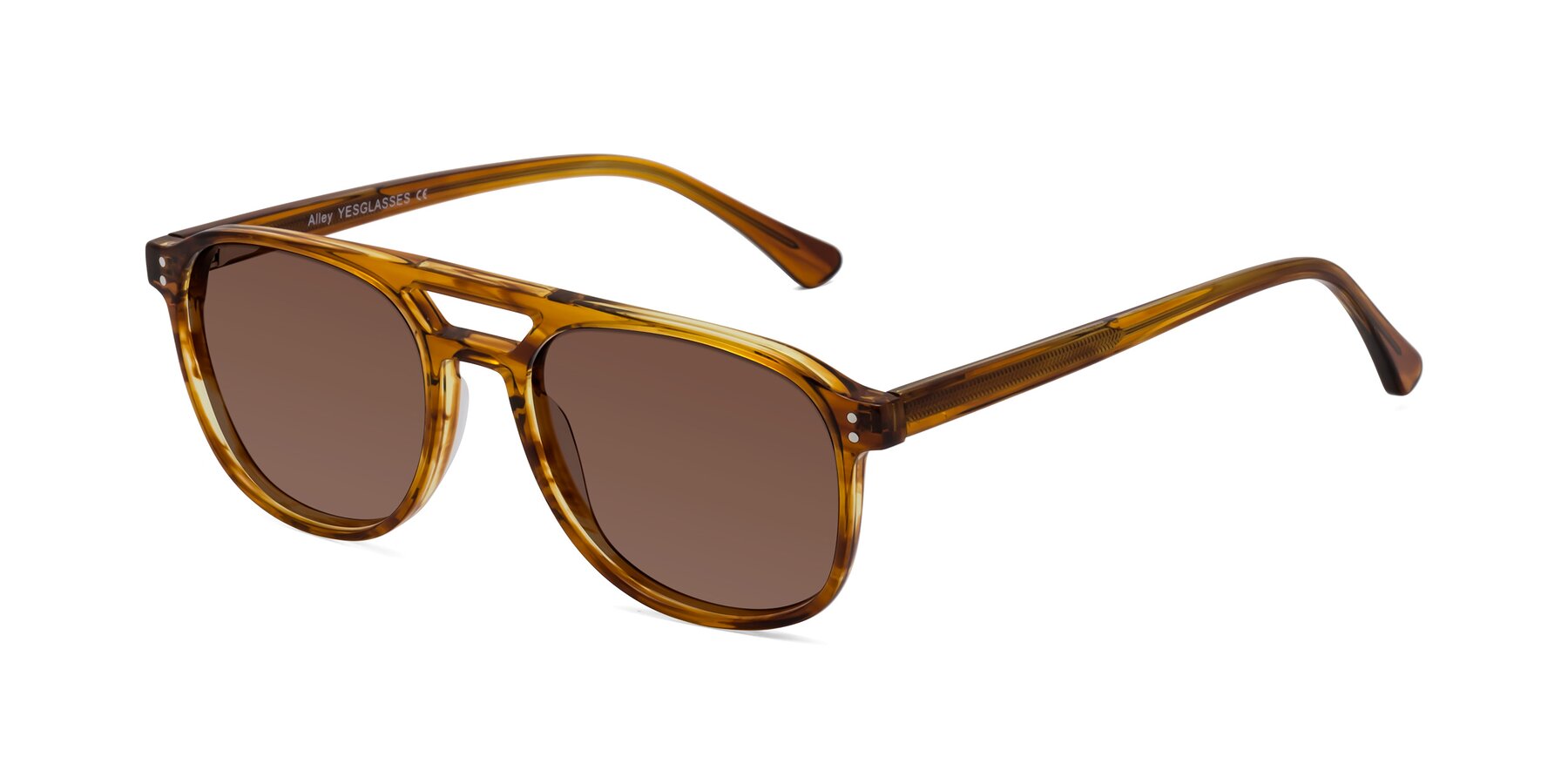 Angle of Alley in Amber striped with Brown Tinted Lenses