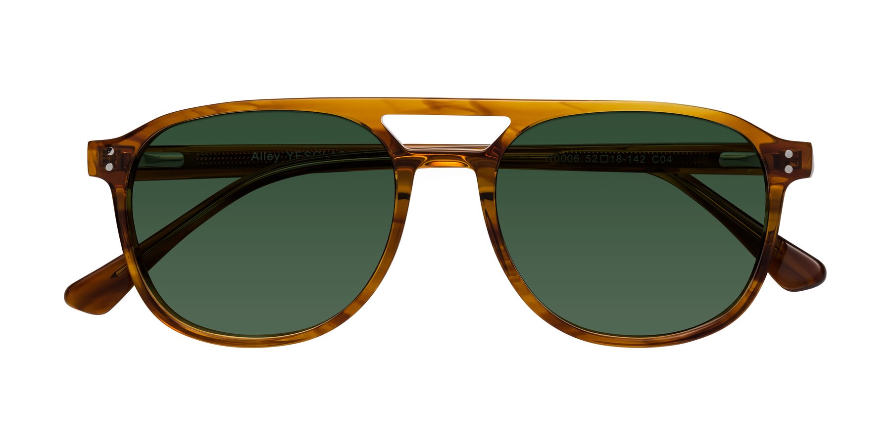 Folded Front of Alley in Amber striped with Green Tinted Lenses