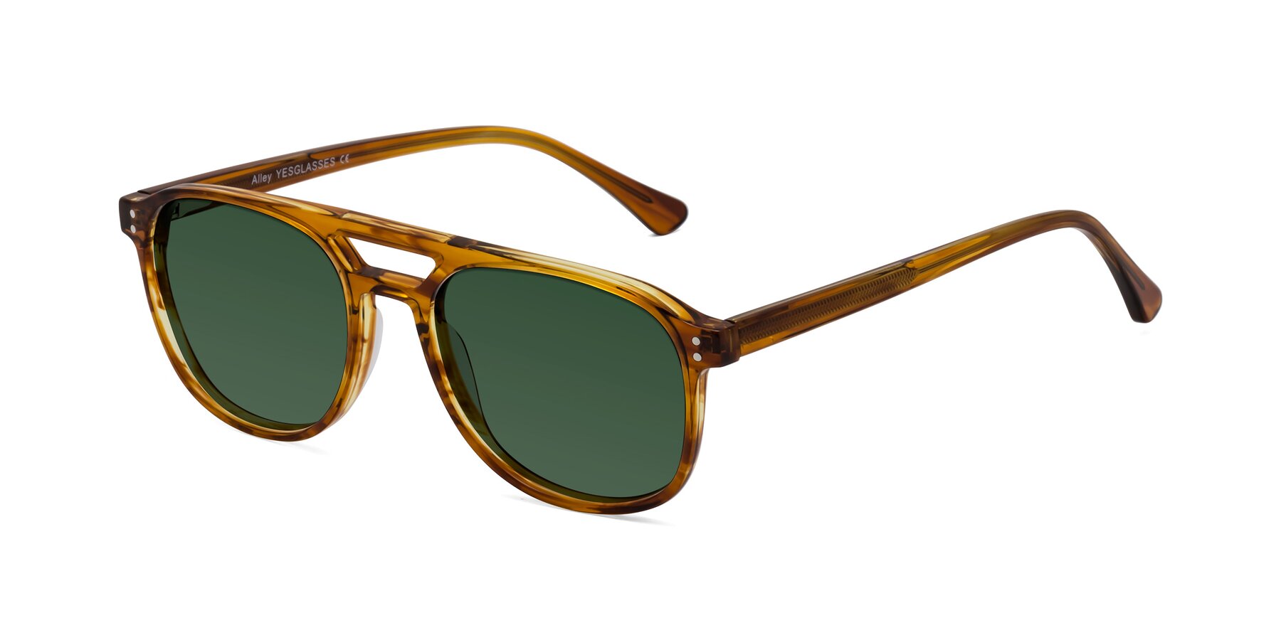 Angle of Alley in Amber striped with Green Tinted Lenses