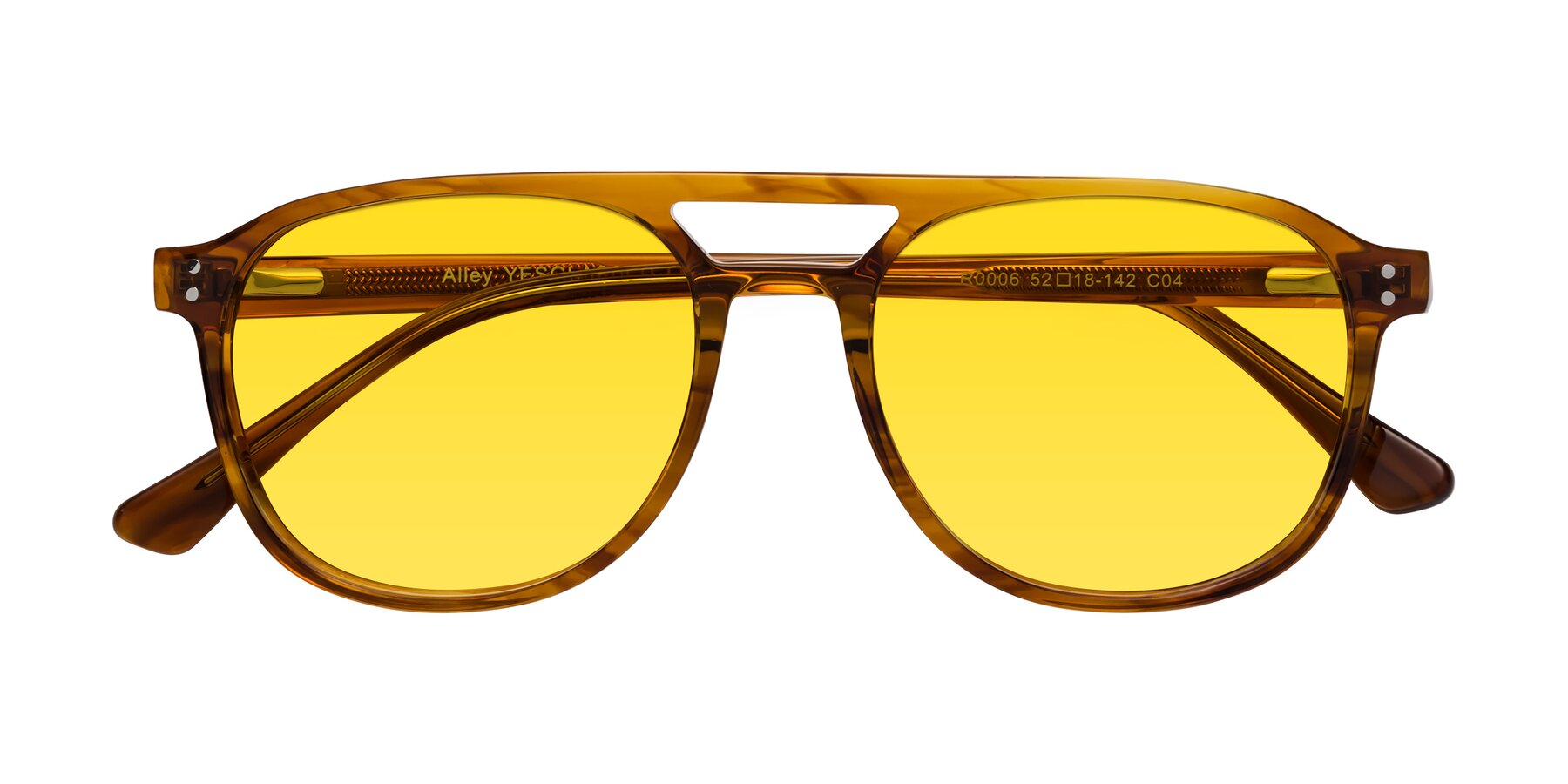 Folded Front of Alley in Amber striped with Yellow Tinted Lenses