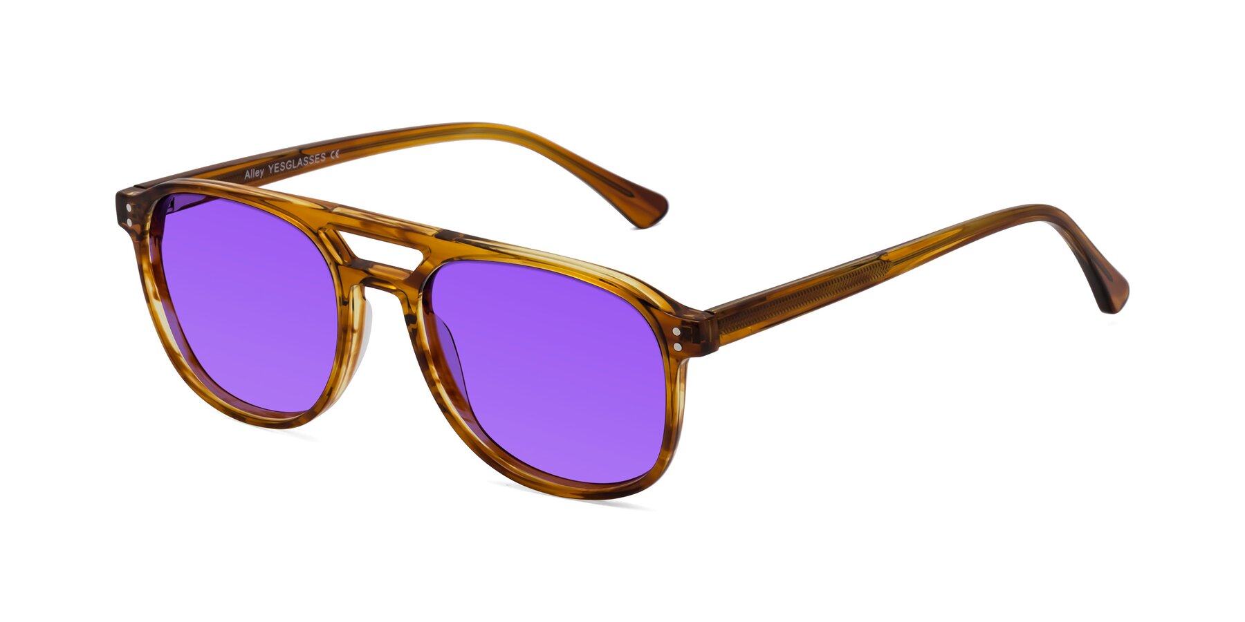 Angle of Alley in Amber striped with Purple Tinted Lenses