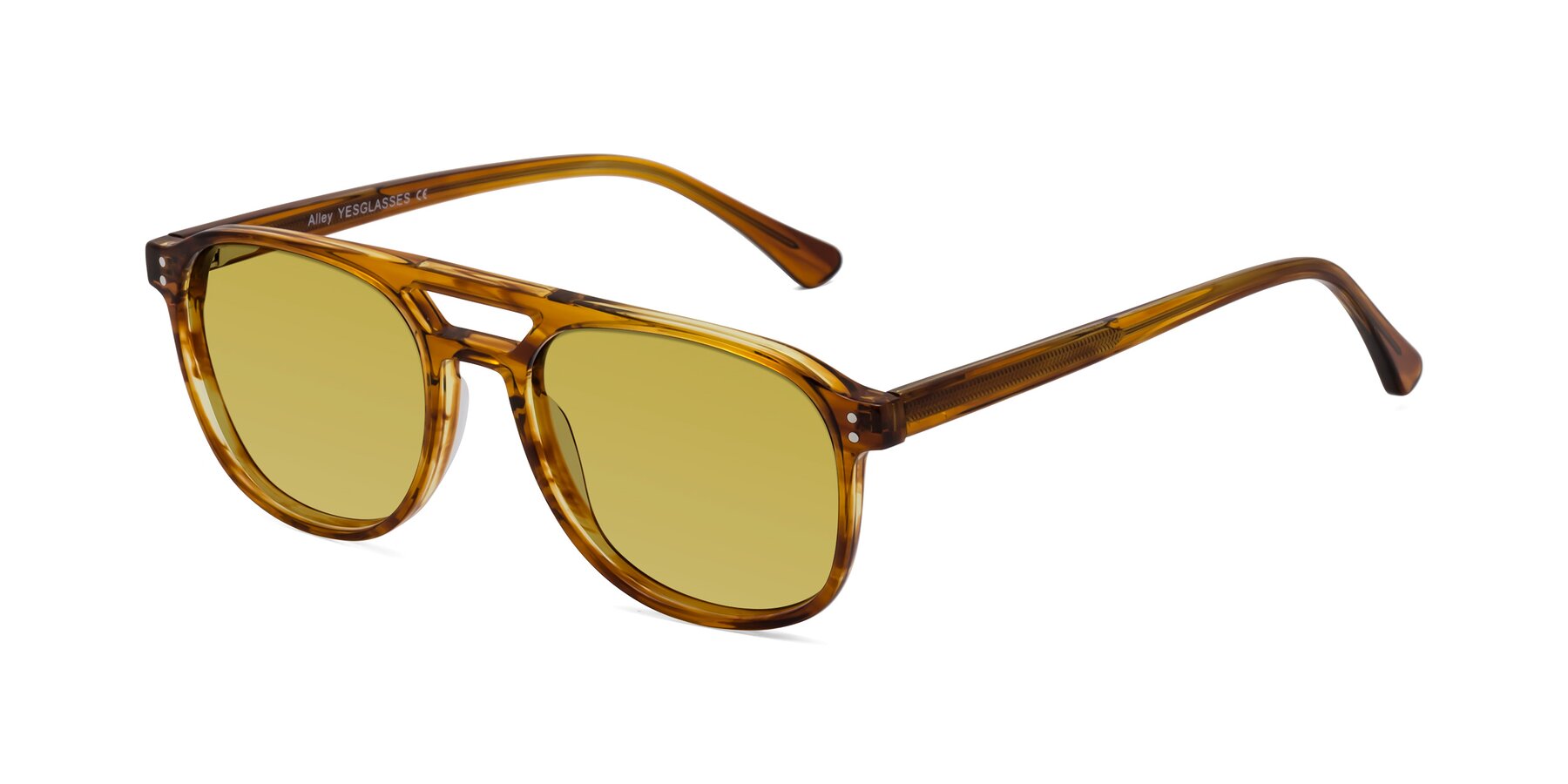 Angle of Alley in Amber striped with Champagne Tinted Lenses