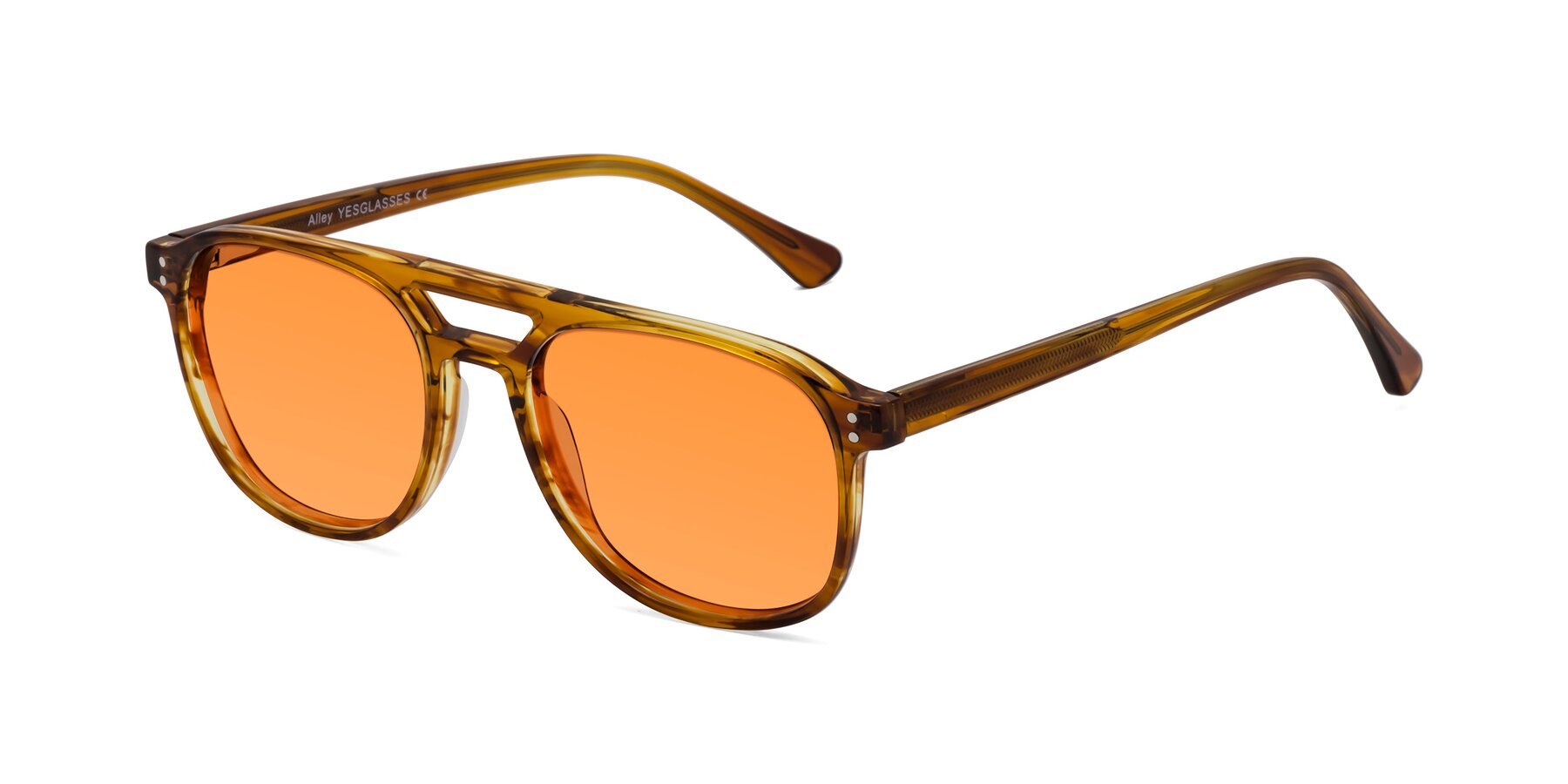 Angle of Alley in Amber striped with Orange Tinted Lenses