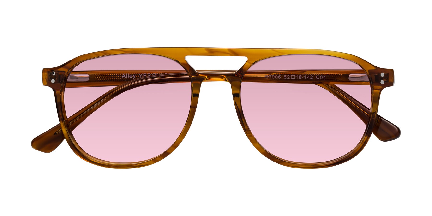 Folded Front of Alley in Amber striped with Light Wine Tinted Lenses