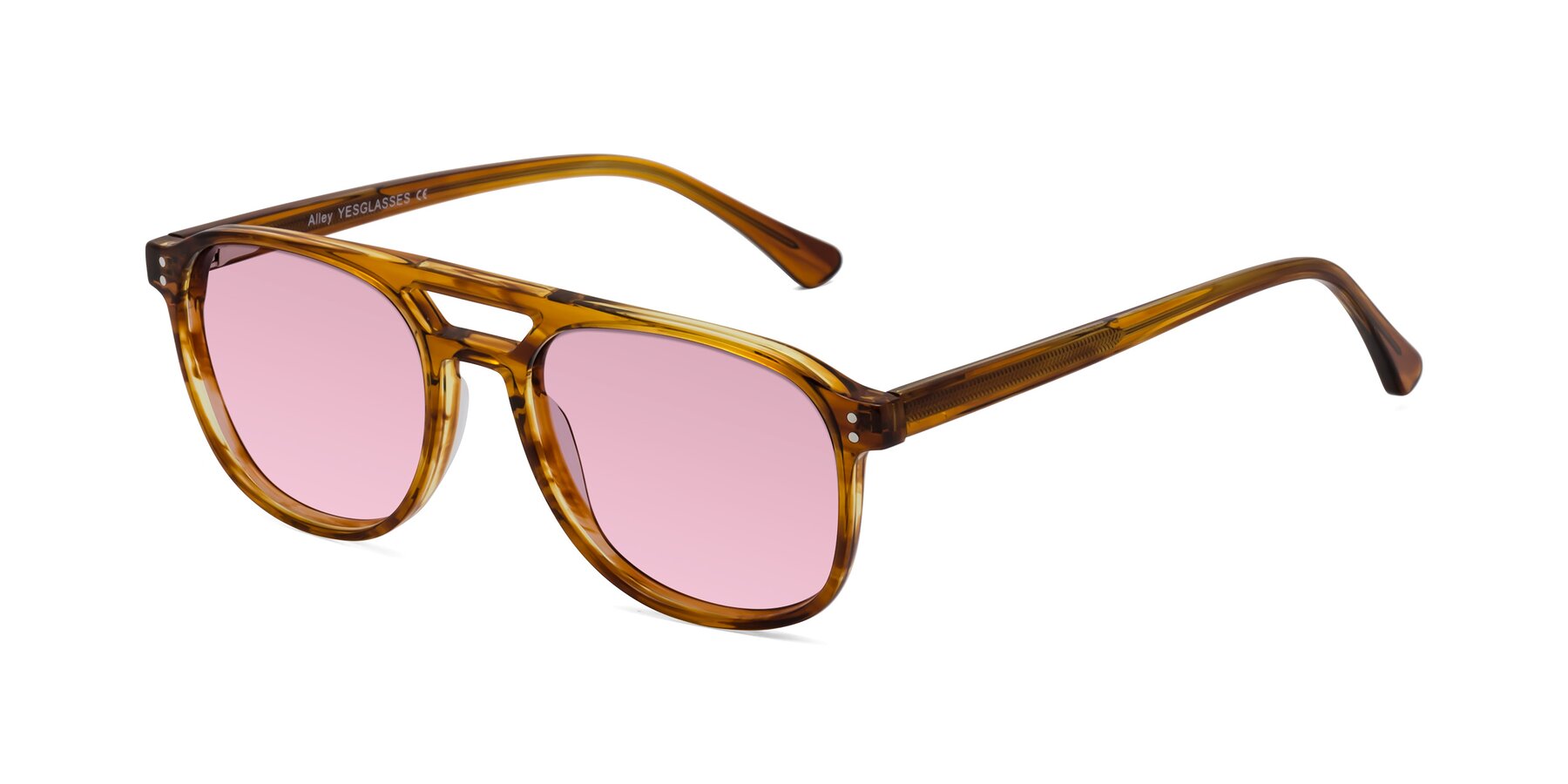 Angle of Alley in Amber striped with Light Wine Tinted Lenses