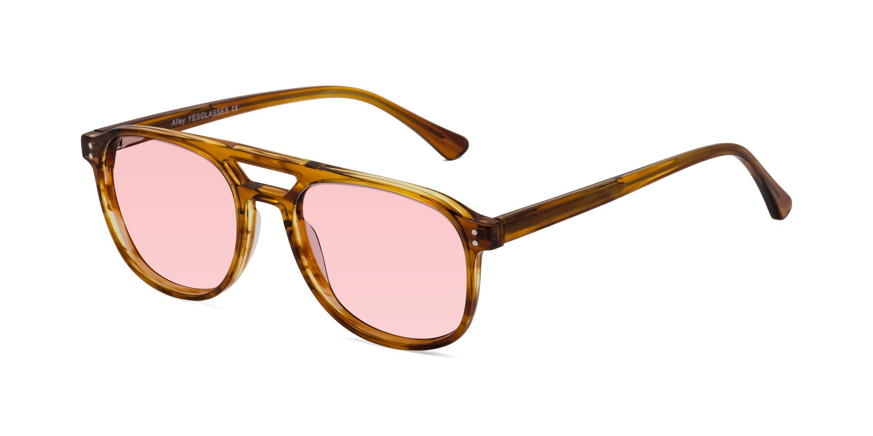 Angle of Alley in Amber striped with Light Garnet Tinted Lenses