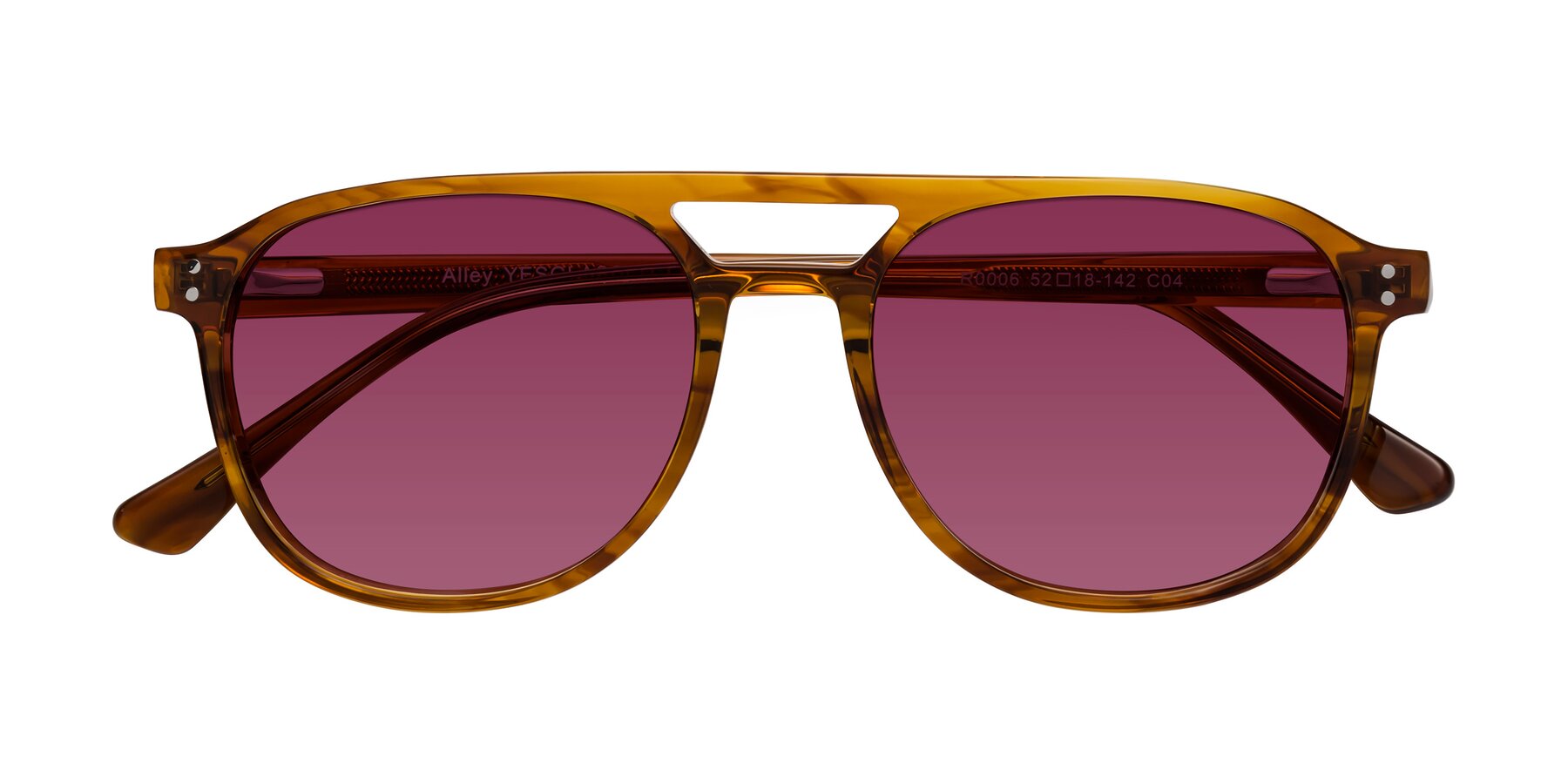 Folded Front of Alley in Amber striped with Wine Tinted Lenses