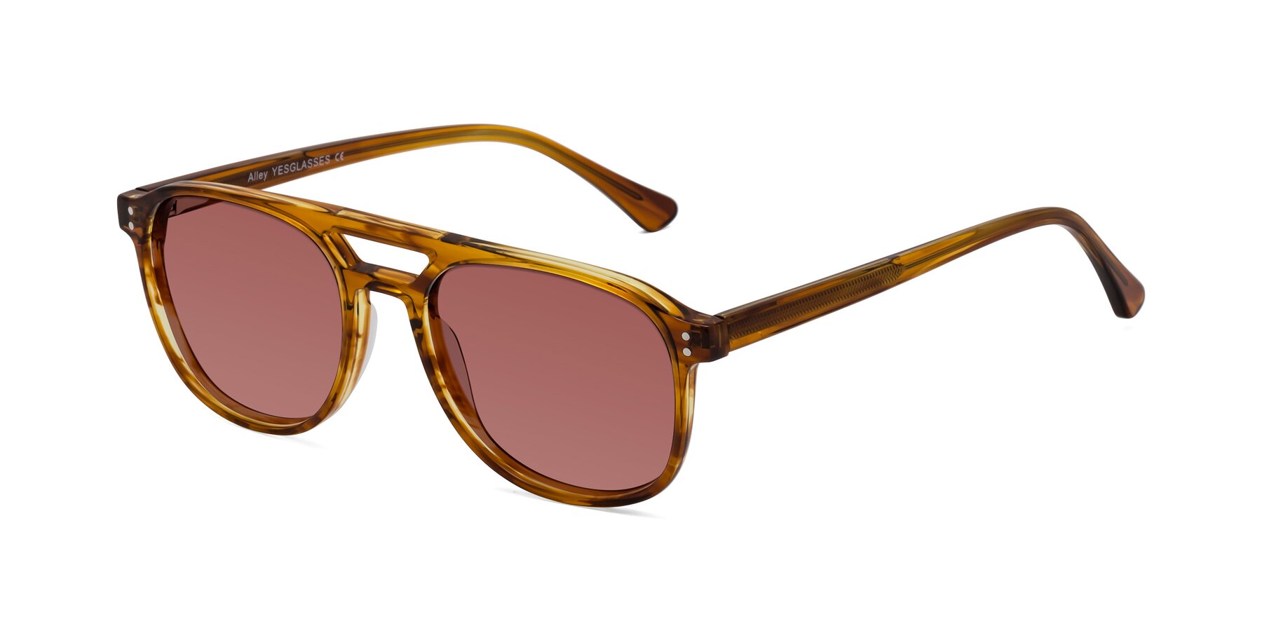 Angle of Alley in Amber striped with Garnet Tinted Lenses