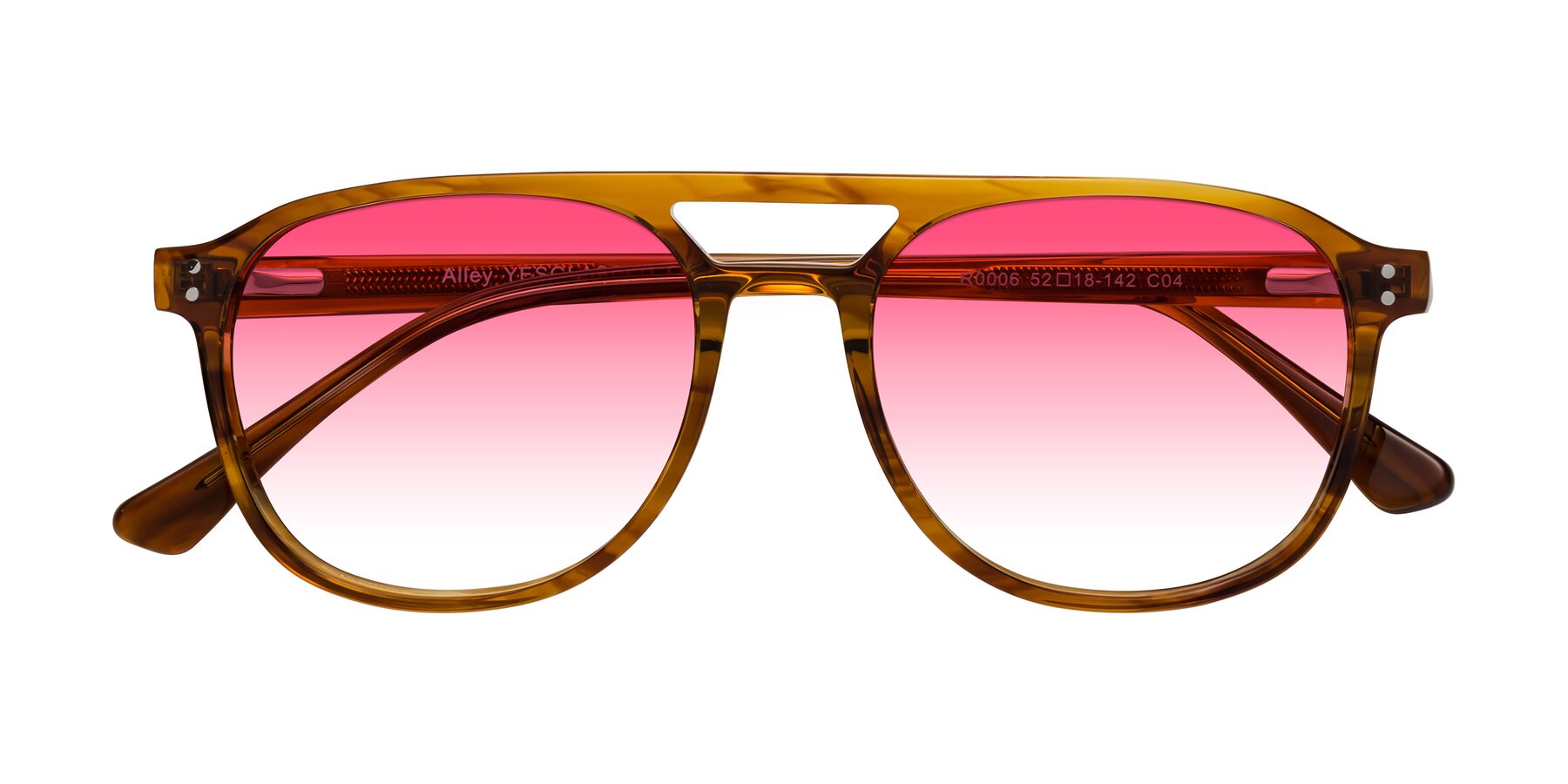 Folded Front of Alley in Amber striped with Pink Gradient Lenses