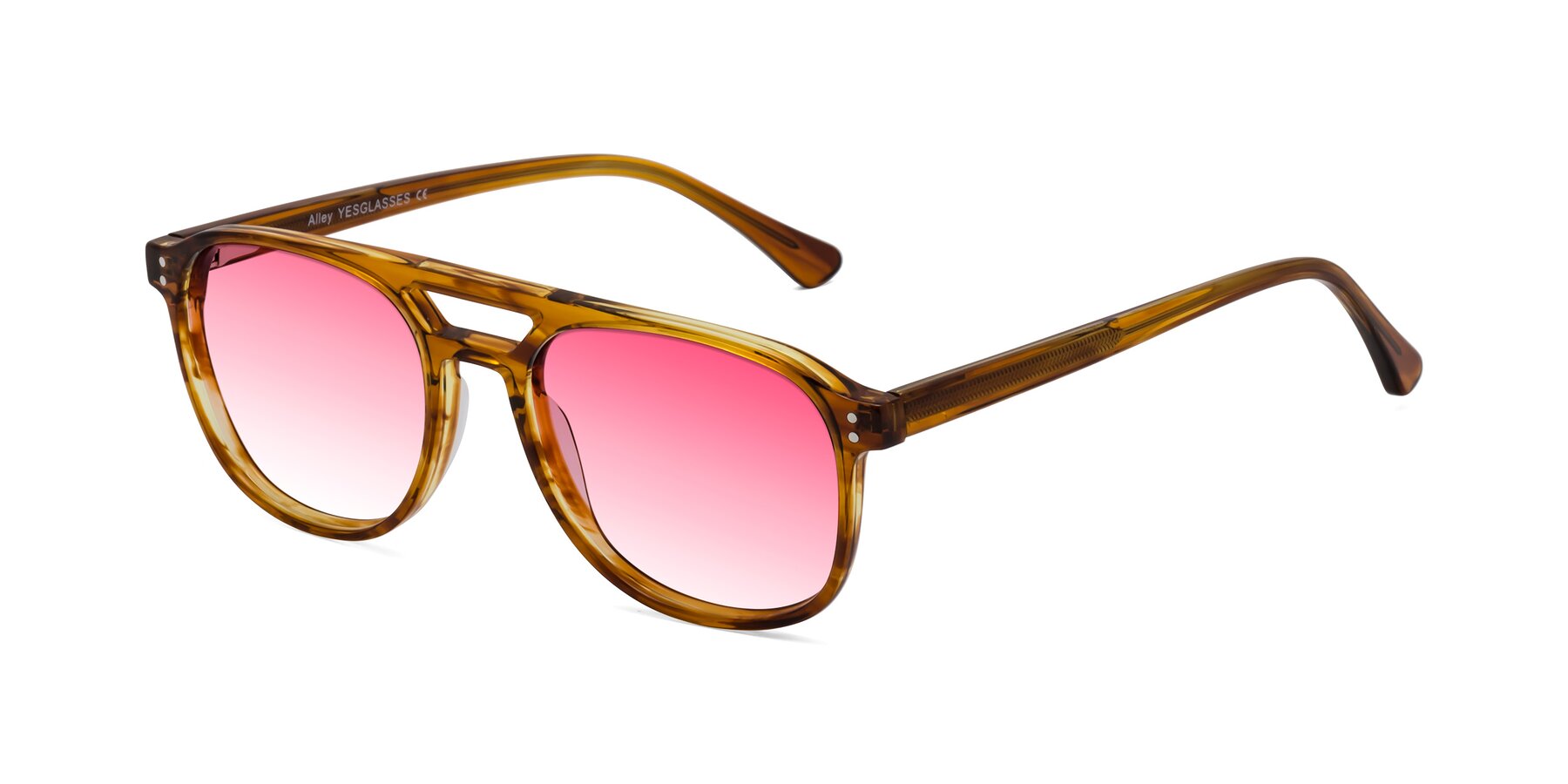 Angle of Alley in Amber striped with Pink Gradient Lenses