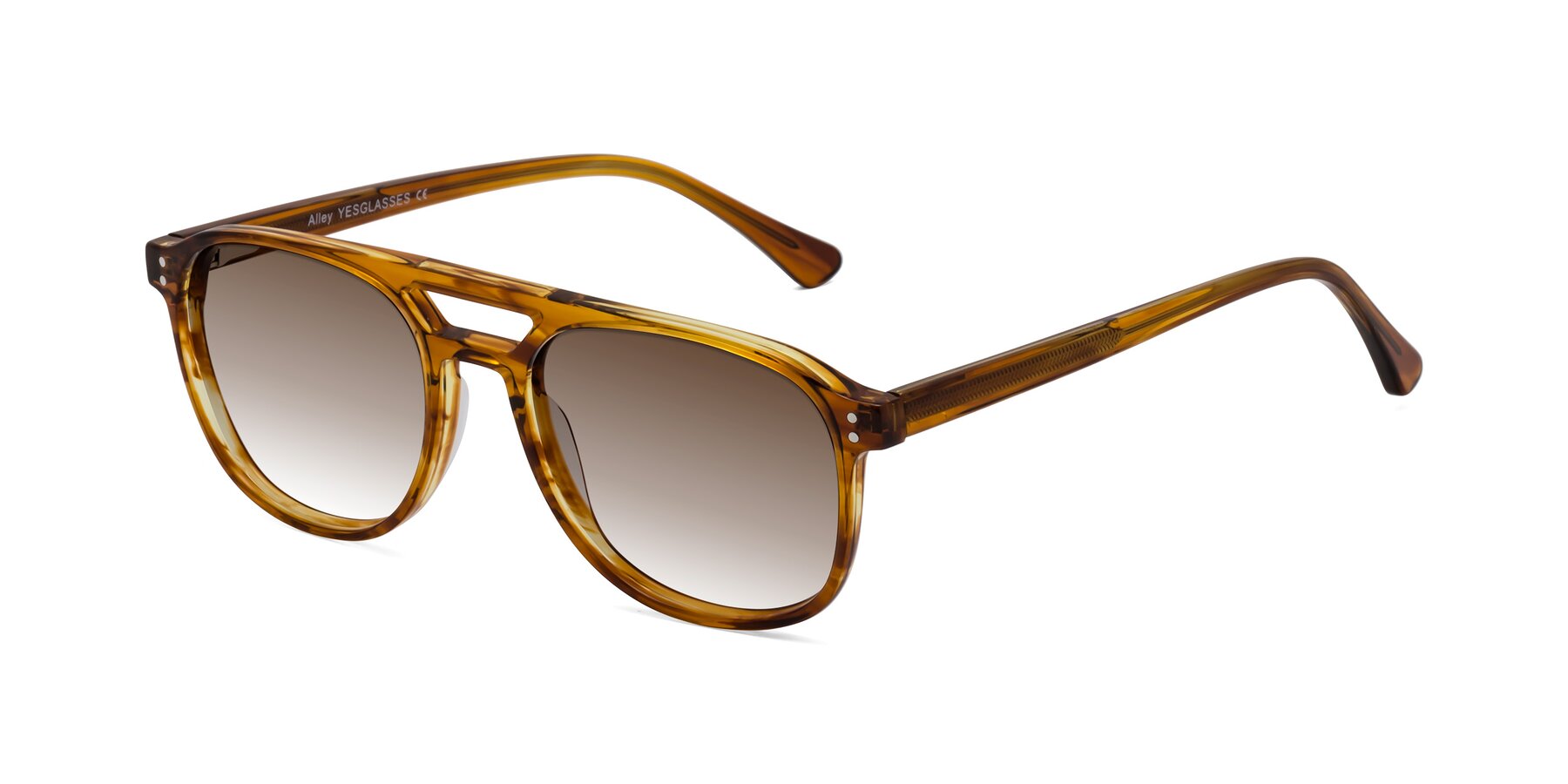 Angle of Alley in Amber striped with Brown Gradient Lenses