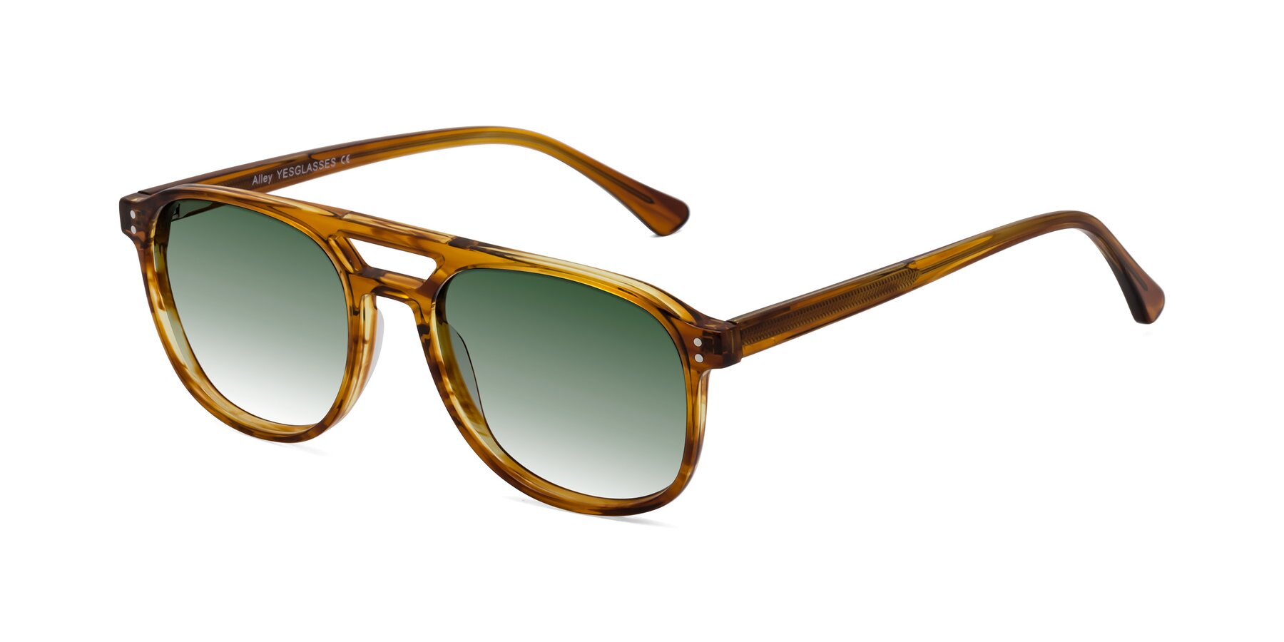 Angle of Alley in Amber striped with Green Gradient Lenses