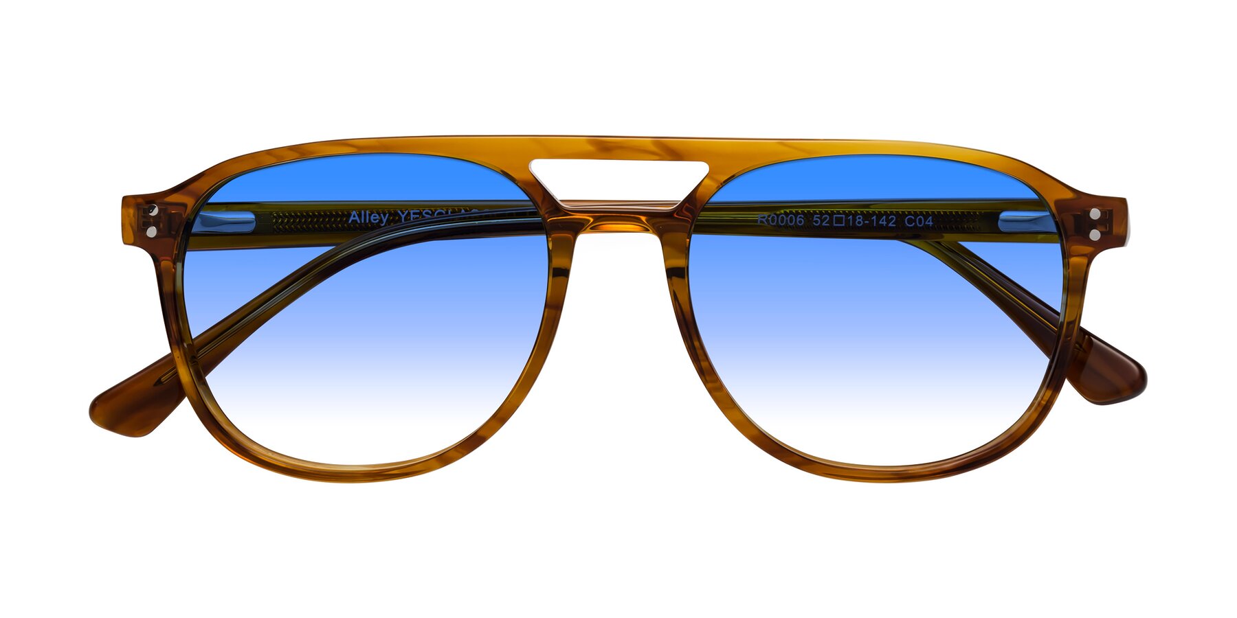 Folded Front of Alley in Amber striped with Blue Gradient Lenses