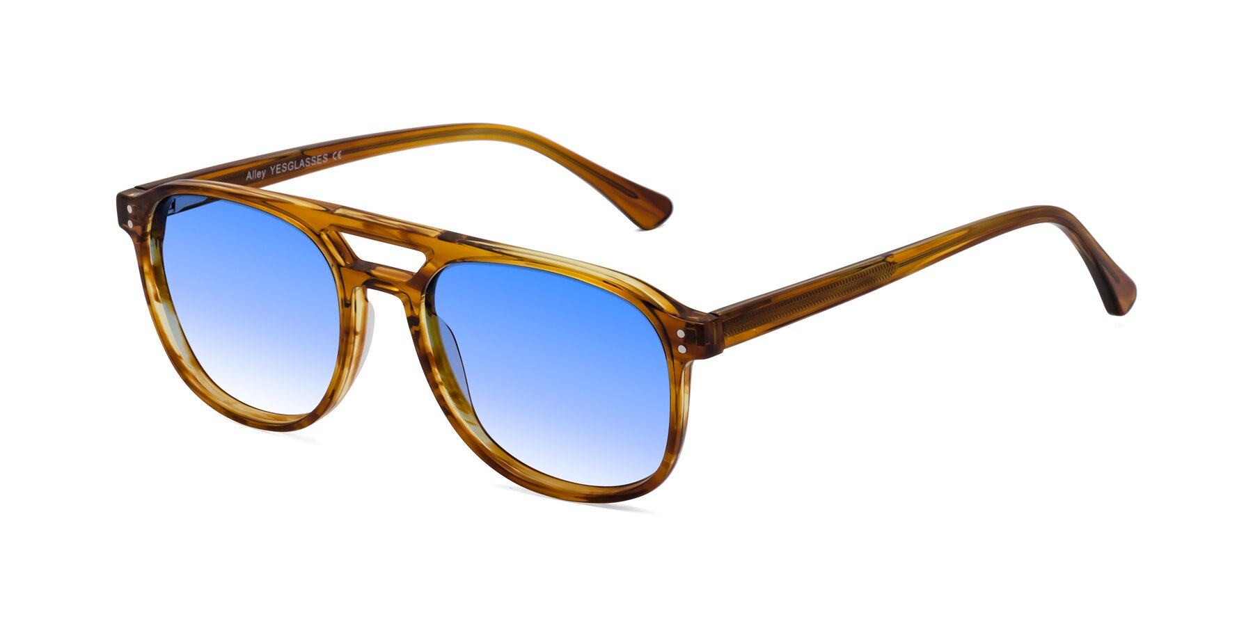 Angle of Alley in Amber striped with Blue Gradient Lenses