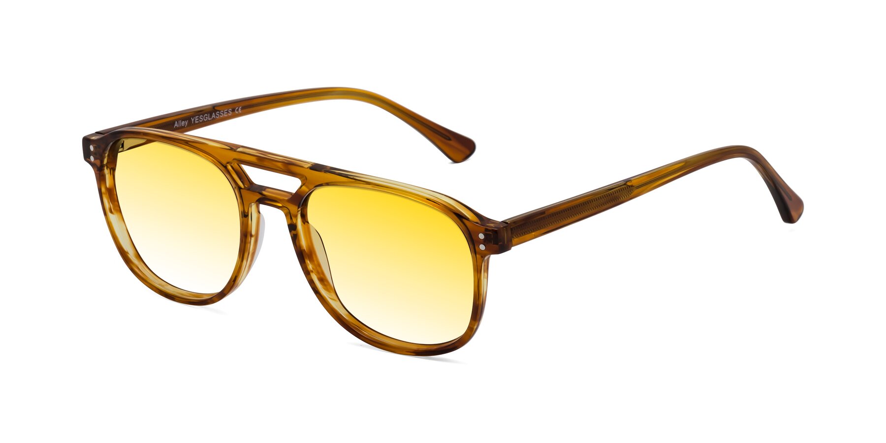 Angle of Alley in Amber striped with Yellow Gradient Lenses