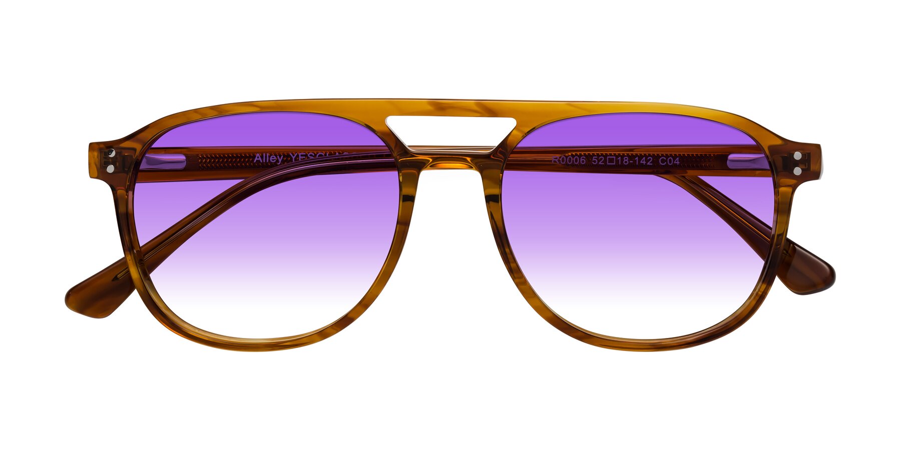 Folded Front of Alley in Amber striped with Purple Gradient Lenses