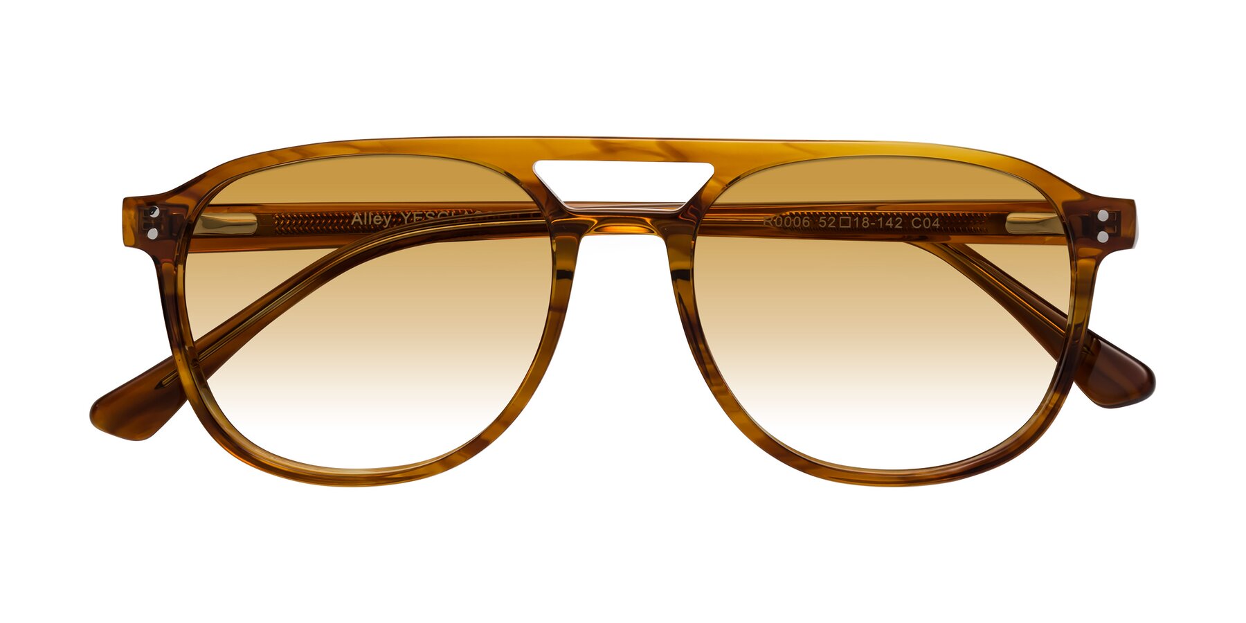 Folded Front of Alley in Amber striped with Champagne Gradient Lenses