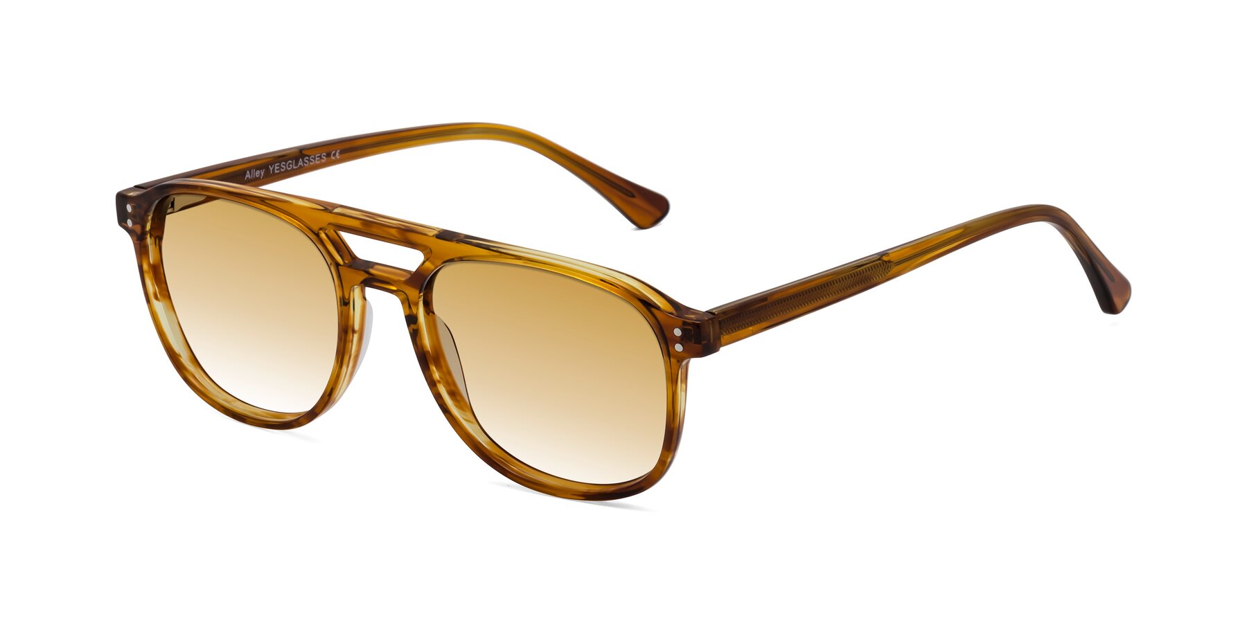 Angle of Alley in Amber striped with Champagne Gradient Lenses