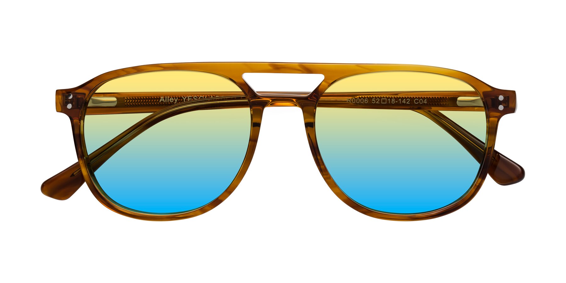 Folded Front of Alley in Amber striped with Yellow / Blue Gradient Lenses